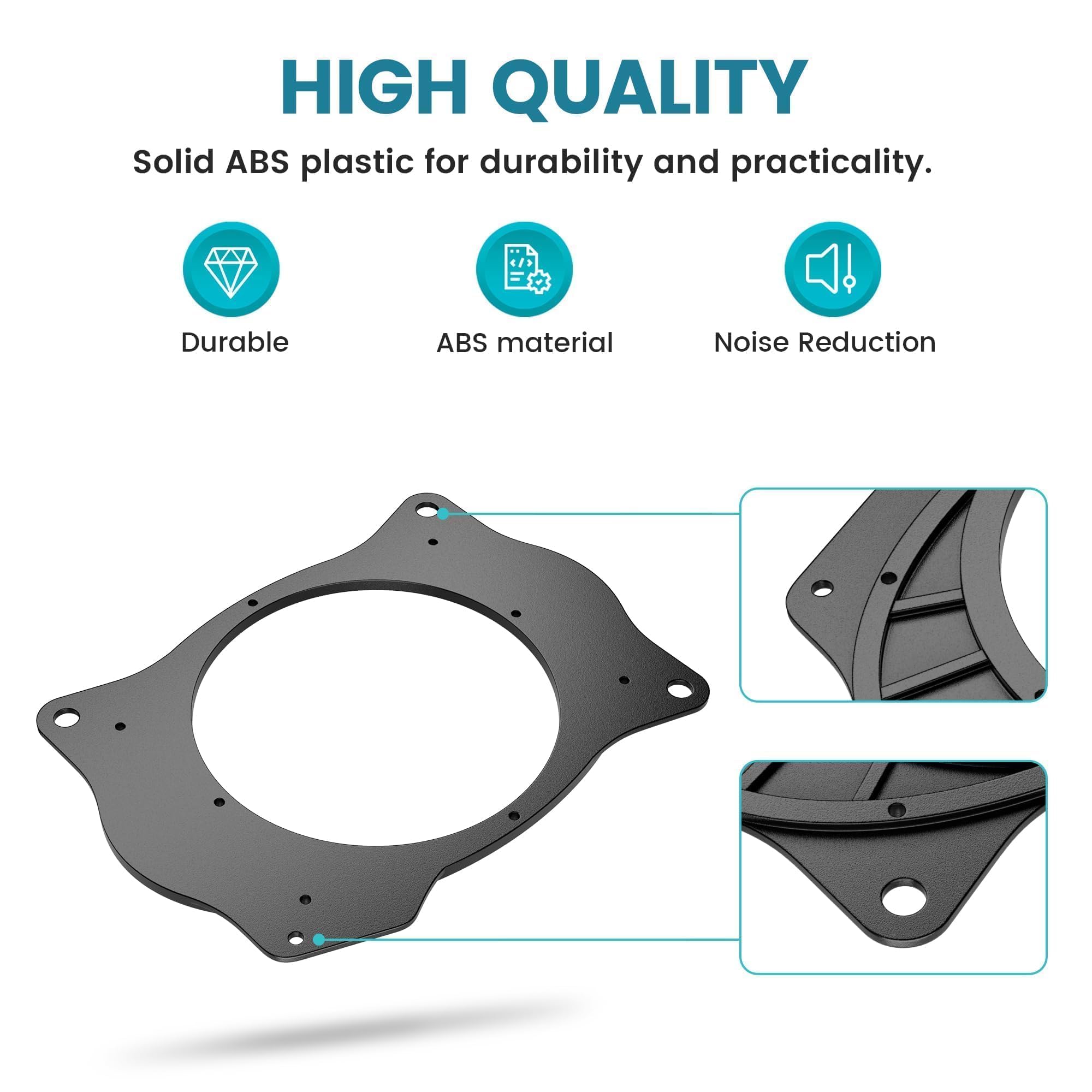 NuIth 6x9 to 6.5 Inch Speaker Adapter Spacer Rings - Compatible with Toyota Camry (2002-2011), Corolla (2003-2013), Yaris (2007-2015), Solara (2004-2009) - 6.5
