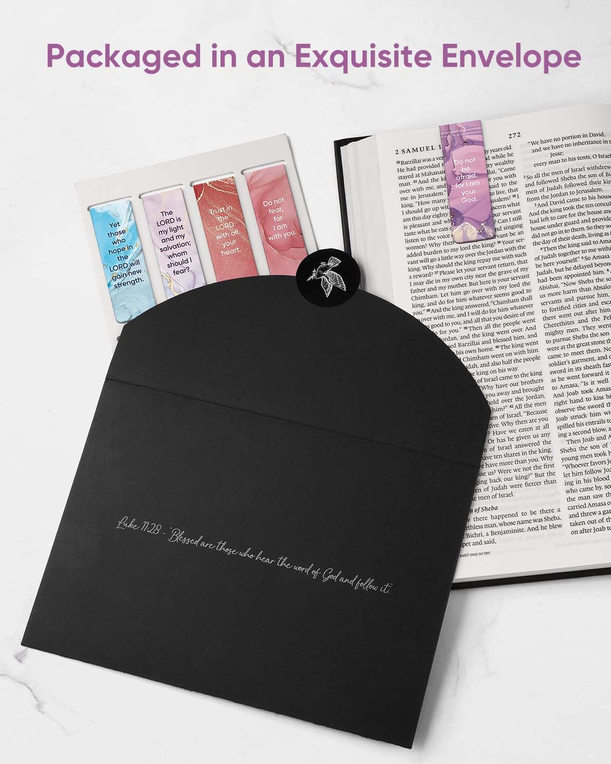 8 Pcs Magnetic Bible Verse Bookmarks with Envelope - Inspirational Christian Bookmarks for Women & Men - Perfect Christian Gift for Encouragement & Strength - Great for Bible Study, Church, Prayer Groups & Daily Devotion