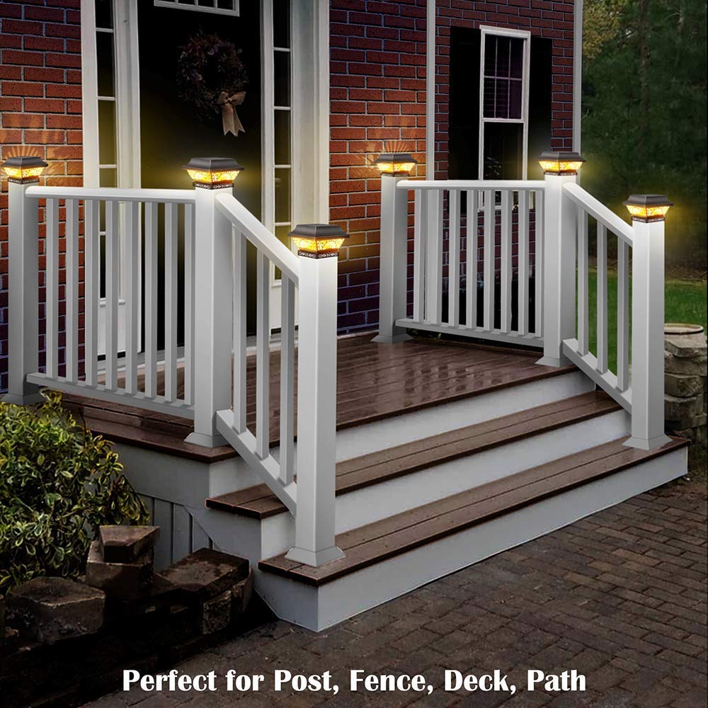4 Pack Solar Post Lights & 6 Pack Solar Deck Lights - Outdoor Pathway & Stair Lighting for Garden, Patio, and Backyard
