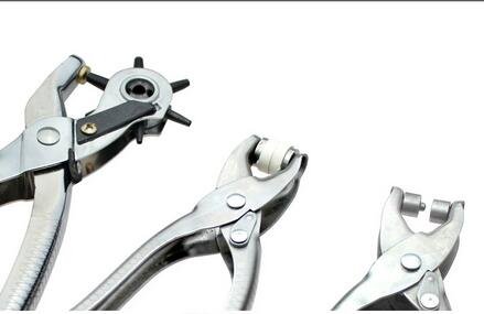 3-Piece Revolving Hole Punch, Eyelet Plier & Snap Press Tool Kit with Grommets and Pliers (Set A) - Perfect for Leather Craft, DIY Projects, and Fabric Repair