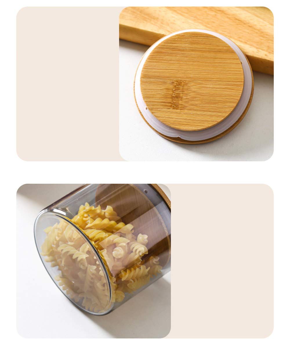Glass Candy Dish with Wooden Lid - Airtight Snack Can for Food Storage | Perfect for Kitchen, Pantry, and Party Serving