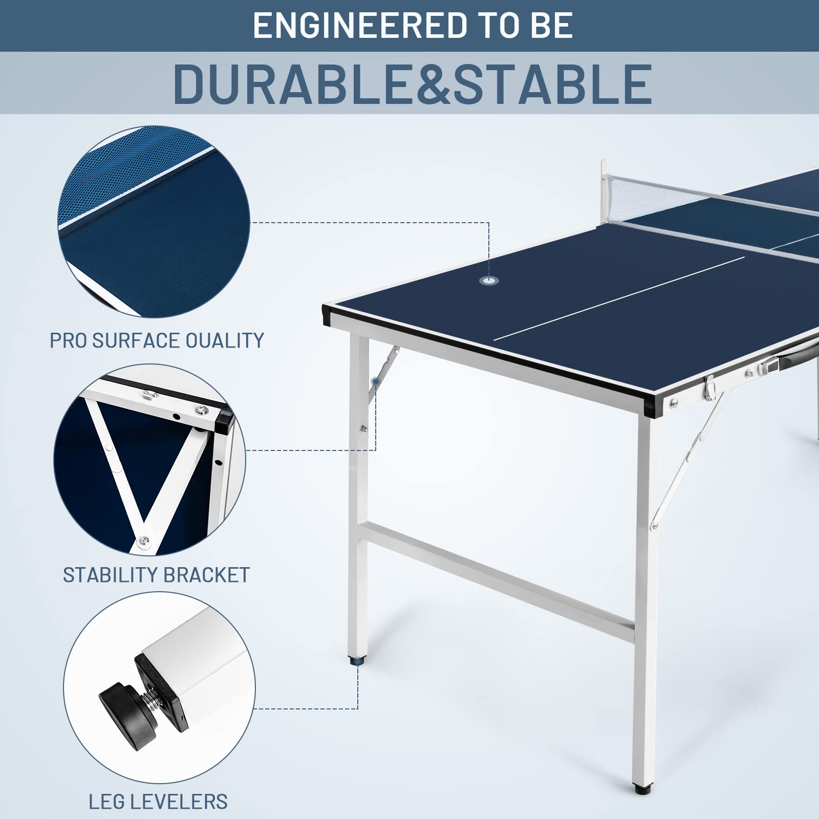 Professional Competition-Grade Ping Pong Table for Indoor & Outdoor Use - Regulation Size with Net & Paddles - Perfect for Home, Office, Backyard, and Club Tournaments