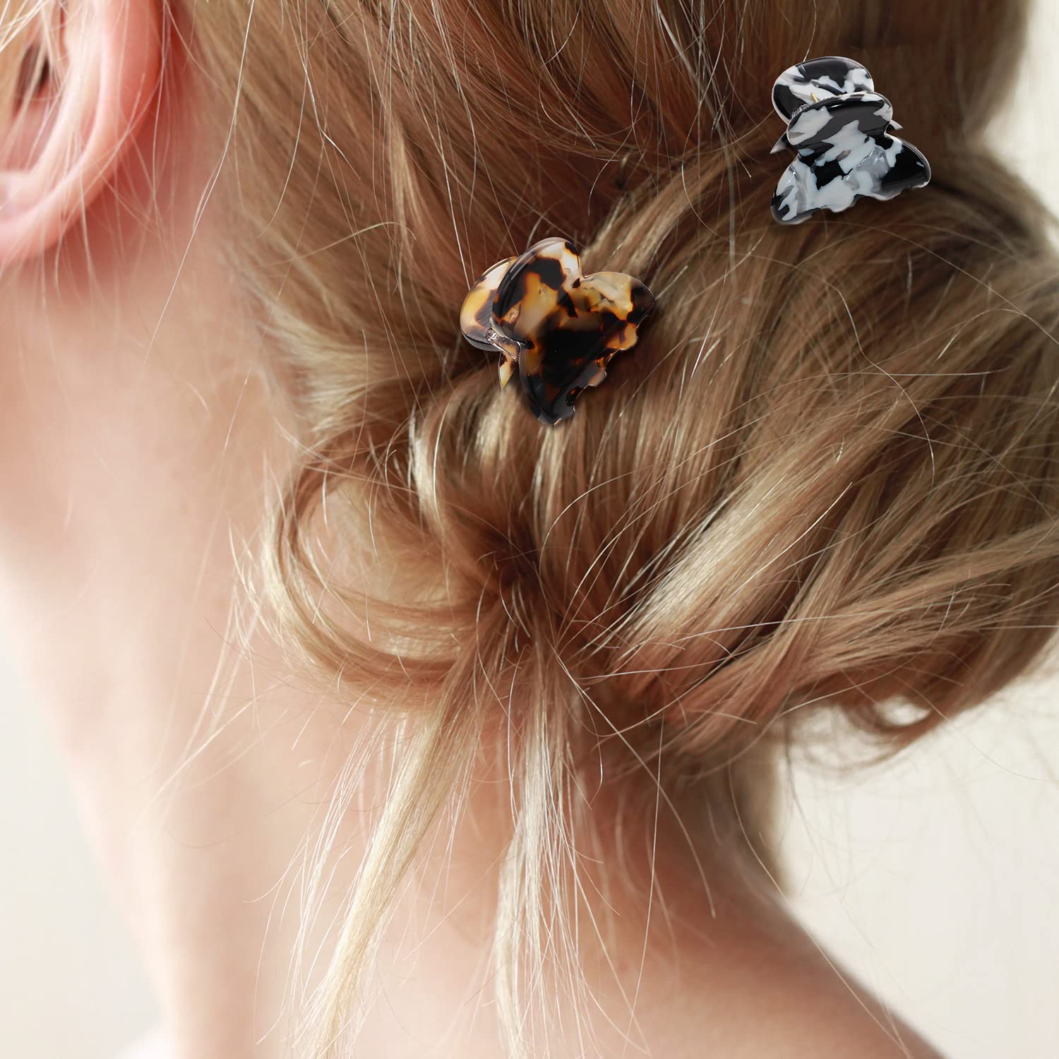 Cobahom 6Pcs Small Hair Clips for Women - Mini Hair Claws, Tortoise Shell & Leopard Acrylic Jaw Clips - Perfect for Thin & Thick Hair - Great for School, Work, Parties & Everyday Styling