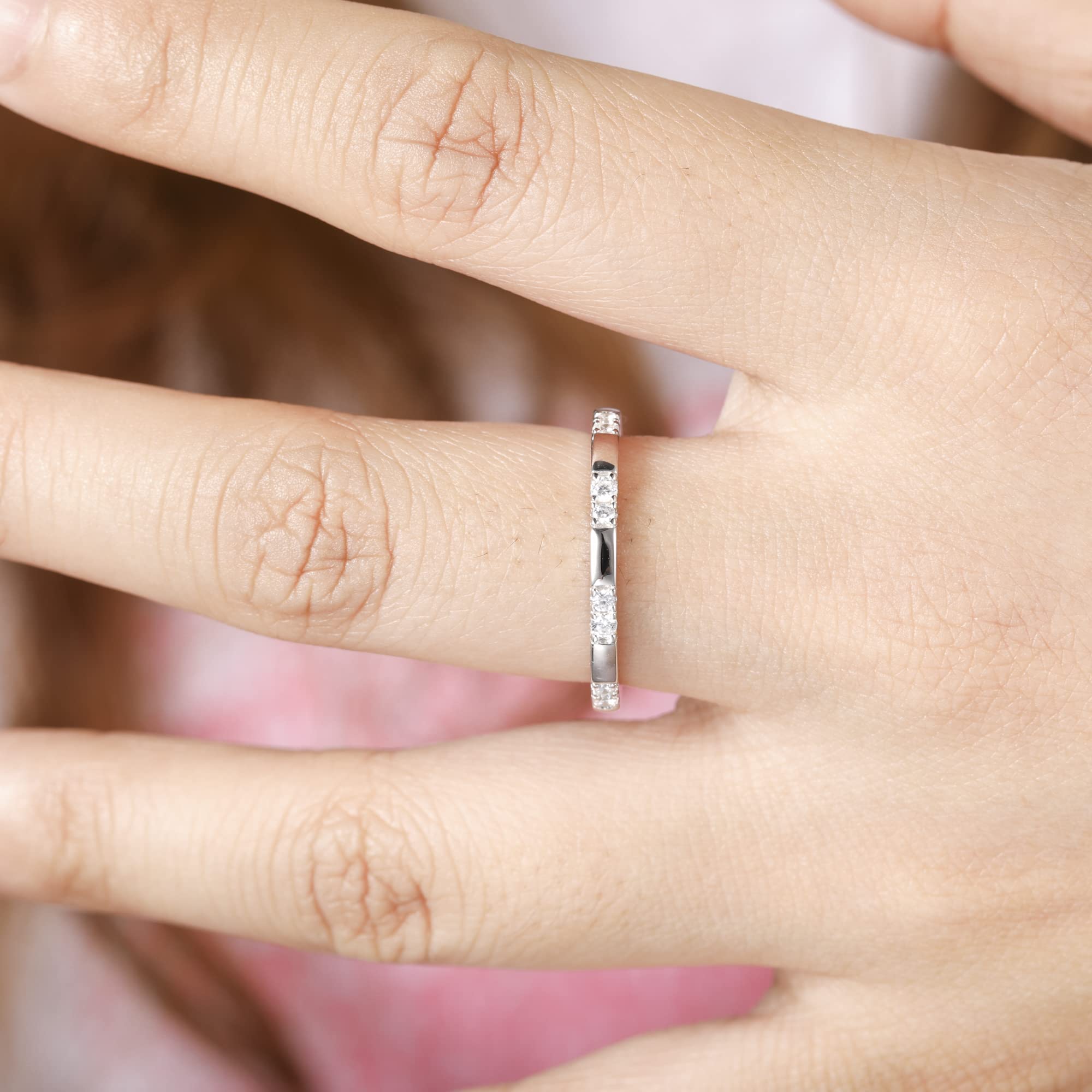925 Sterling Silver Women's Wedding Band Ring - V-Shaped Heartbeat Design with Cubic Zirconia, Thin Stackable Comfort Fit (Size 4-12) | Elegant Engagement & Anniversary Gift for Her | Perfect for Everyday Wear, Special Occasions and Stacking with Other Rings