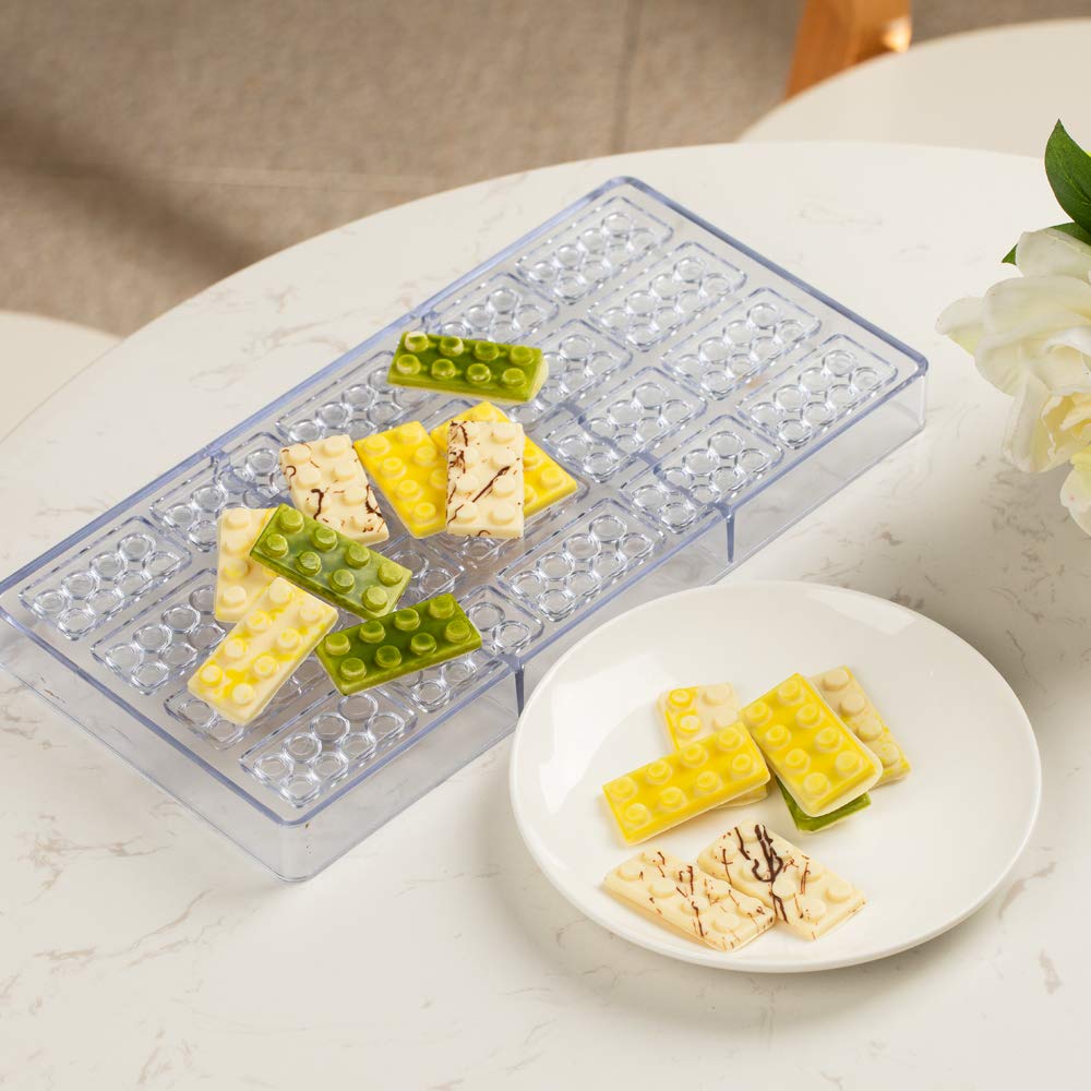 Restaurantware Pastry Tek 10.8 x 5.3 Inch Candy Molds - 10 Pack Clear Polycarbonate Jello Building Block Molds with 20 Cavities | Freezer & Dishwasher Safe, Easy Release | Perfect for Baking, Candy Making, DIY Desserts & Party Treats
