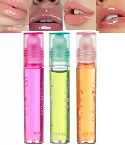 Hydrating Roll-on Fruit Lip Oil - Moisturizing & Nourishing Lip Care for Dry Lips - Perfect for Daily Use, Travel & On-the-Go Hydration