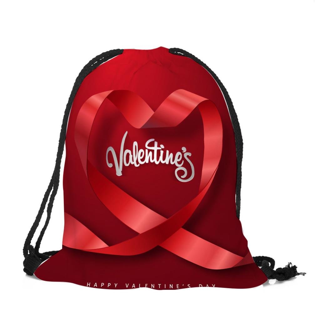 3D Print Valentine's Day Gift Backpack - Candy Drawstring Bag for Travel & Dating