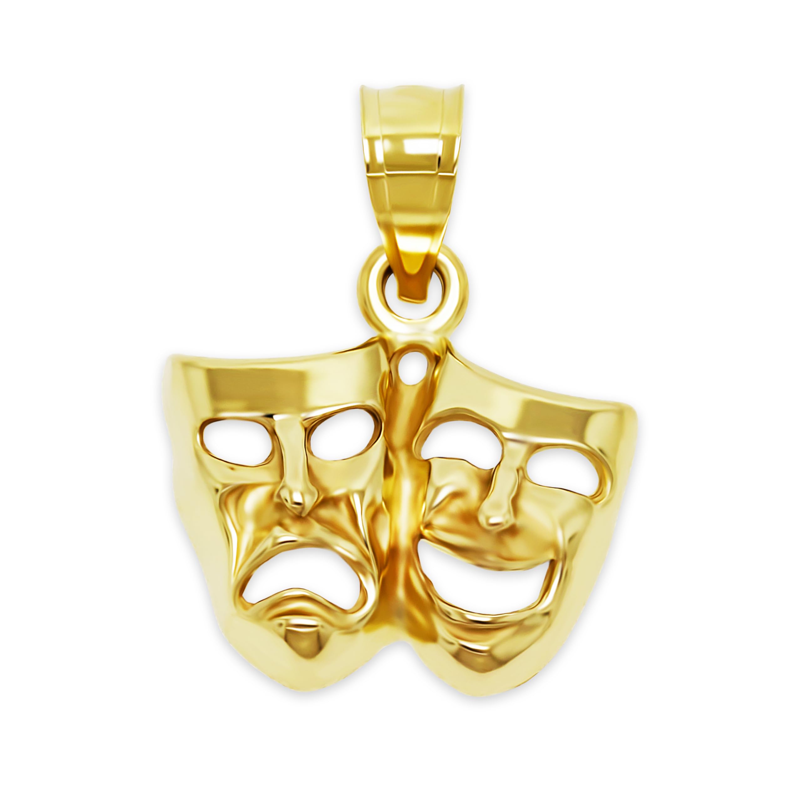 10K Solid Gold Drama Mask Charm Pendant - Elegant Jewelry for Theater Lovers & Costume Parties - Perfect Gift for Actors & Performers