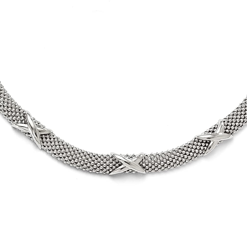 925 Sterling Silver Mesh Necklace with Pendant Charm - Elegant Fine Jewelry for Women | Perfect Gift for Her, Birthday, Anniversary & Special Occasions