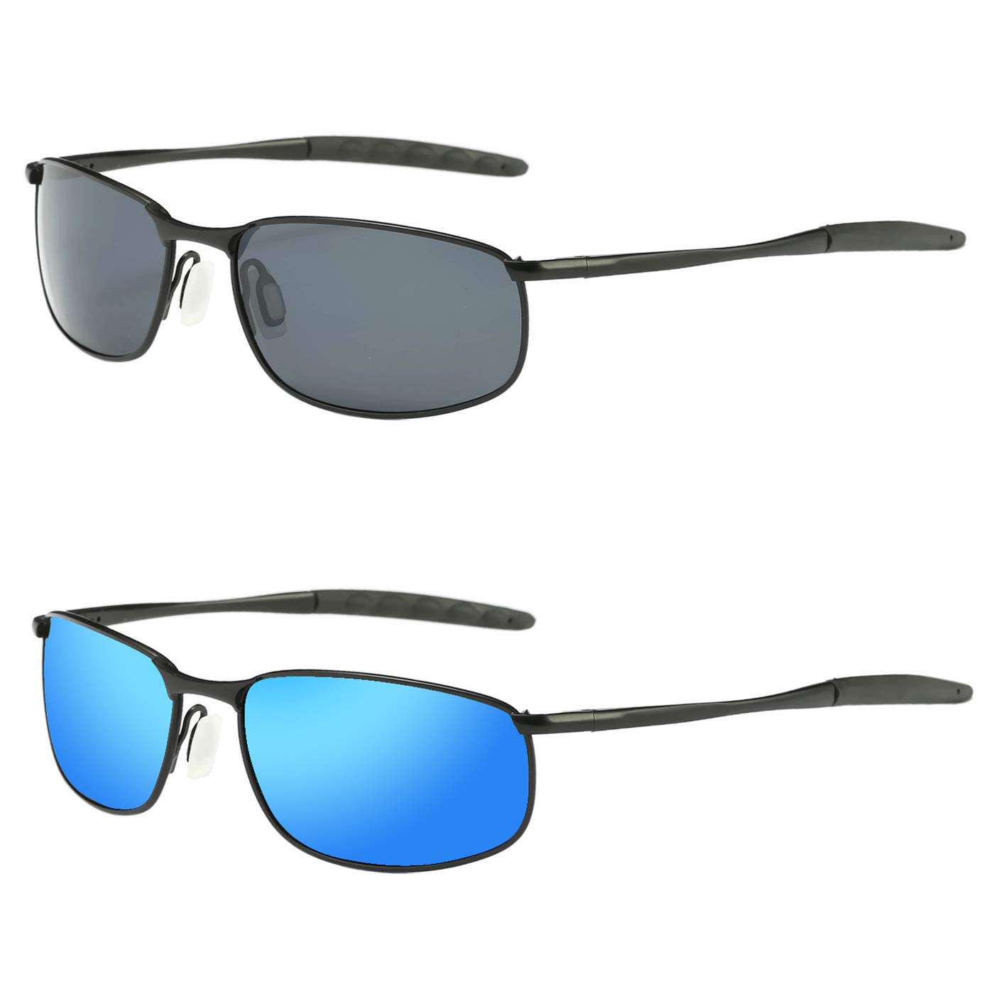 Men's Polarized Sunglasses for Fishing, Driving & Outdoor Sports - 8-Base Curve Wrap Metal Frame with Case - UV Protection & Glare Reduction for Active Lifestyles