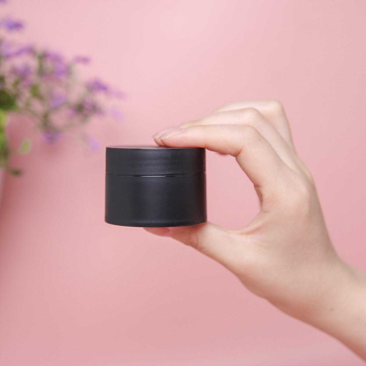 4 Pack Black 1.7 oz Plastic Travel Containers for Creams & Lotions - Leakproof Cosmetic Jars with Lids for Toiletries, Makeup & Skincare - Perfect for Airplane Carry-on & TSA Compliance