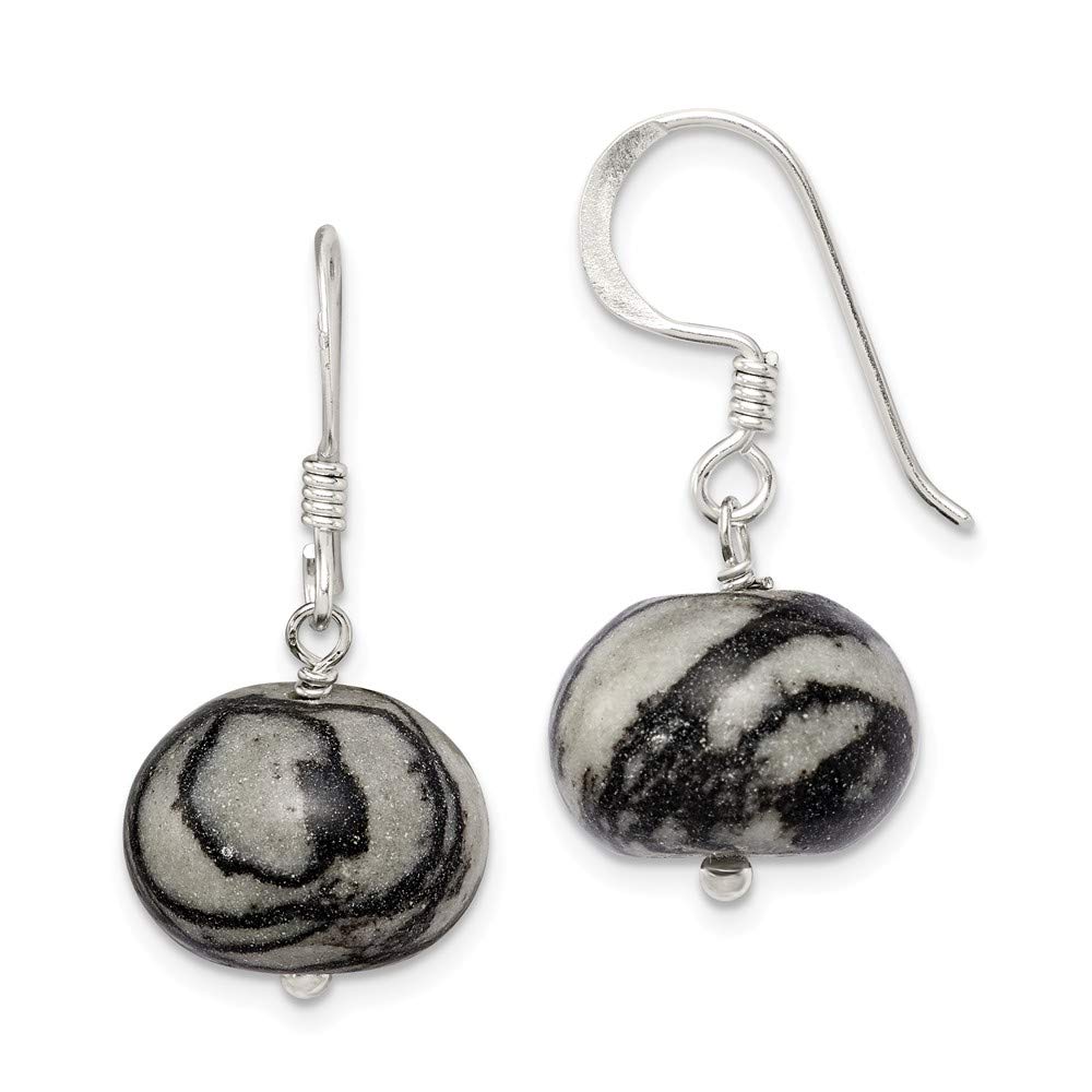 Sterling Silver Zebra Jasper Earrings for Women – Natural Stone Dangle Earrings for Everyday Wear & Gift Giving