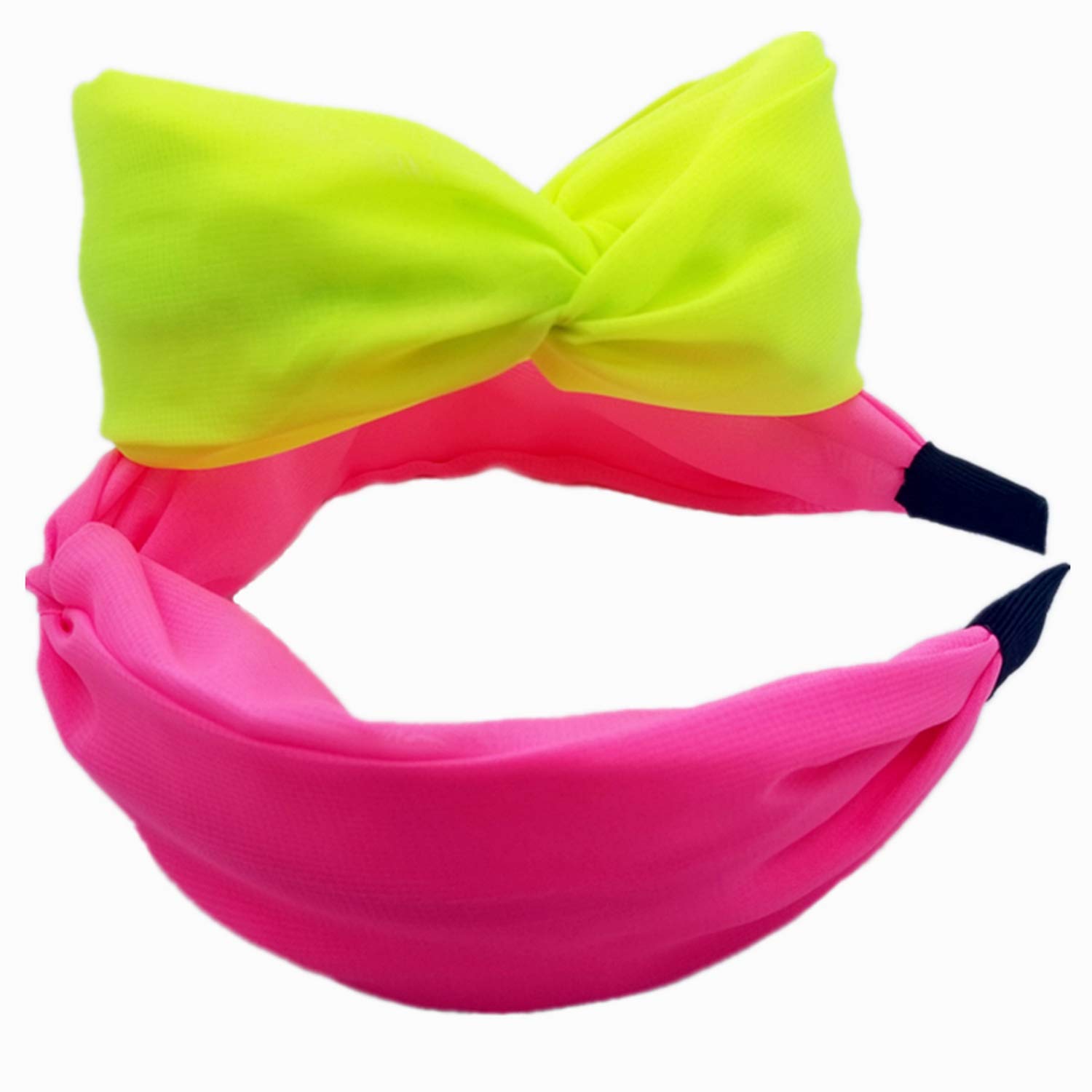 2 Pack Knotted Headbands for Women - Wide Turban Hairbands, Fluorescent Hair Hoops, Fashion Hair Accessories for Women & Girls | Perfect for Yoga, Workouts, and Everyday Styling