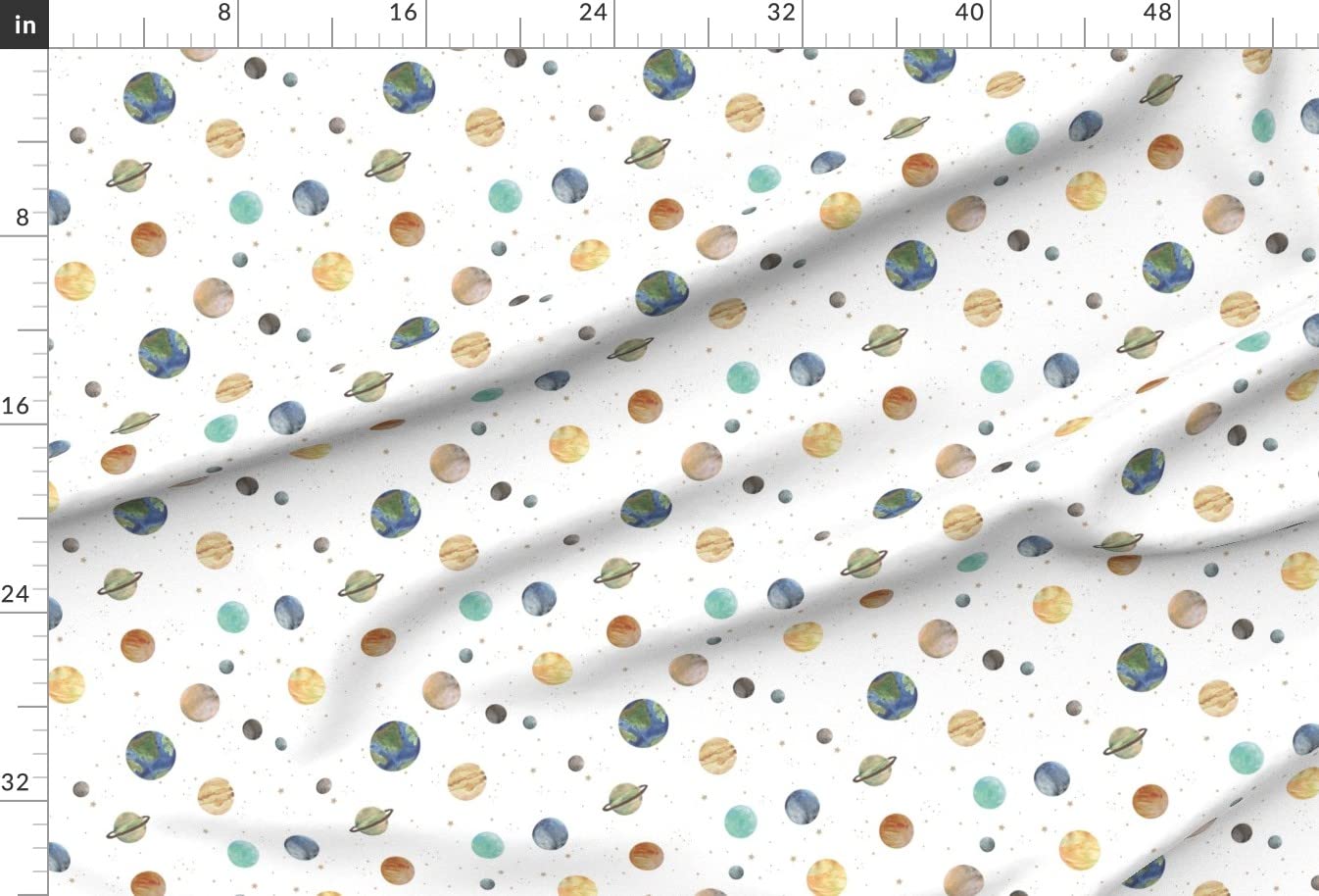 Solar System Printed Chiffon Fabric by The Yard - Space Nursery Theme with Planets & Stars - Perfect for Sewing Dresses, Fashion Apparel & Home Decor | Astronomy-Themed DIY Projects, Kids Room Curtains & Decorative Pillows