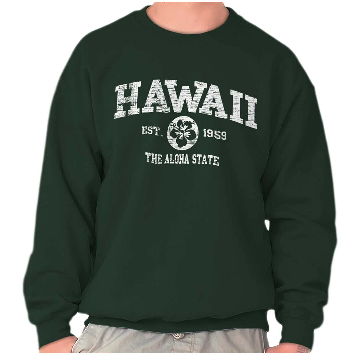 Vintage 1959 Hawaii Statehood Hibiscus Print Unisex Sweatshirt - Perfect for Beach Vacations & Hawaiian Theme Parties