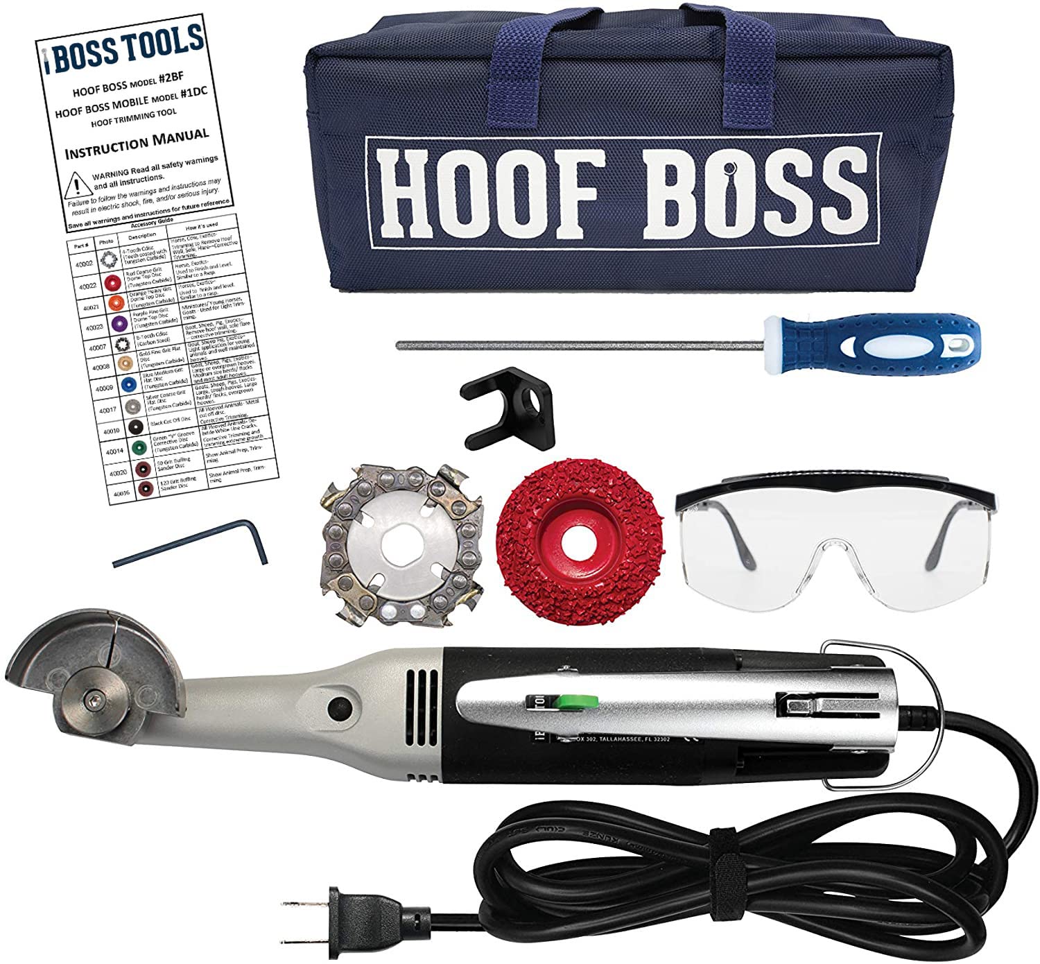 Hoof Boss Electric Horse Hoof Trimmer Kit 110V - Professional Farrier Tools with Grinder Discs & Accessories - Perfect for Equine Hoof Care, Trimming, and Maintenance