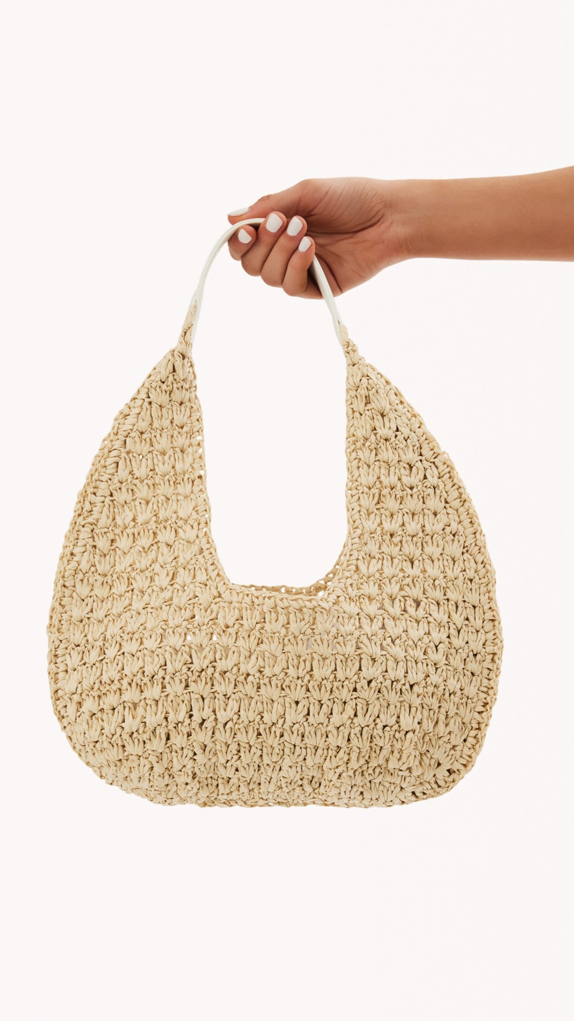 Natural Raffia White Jasmine Shoulder Bag - Stylish & Eco-Friendly Women's Handbag for Beach, Travel & Everyday Use