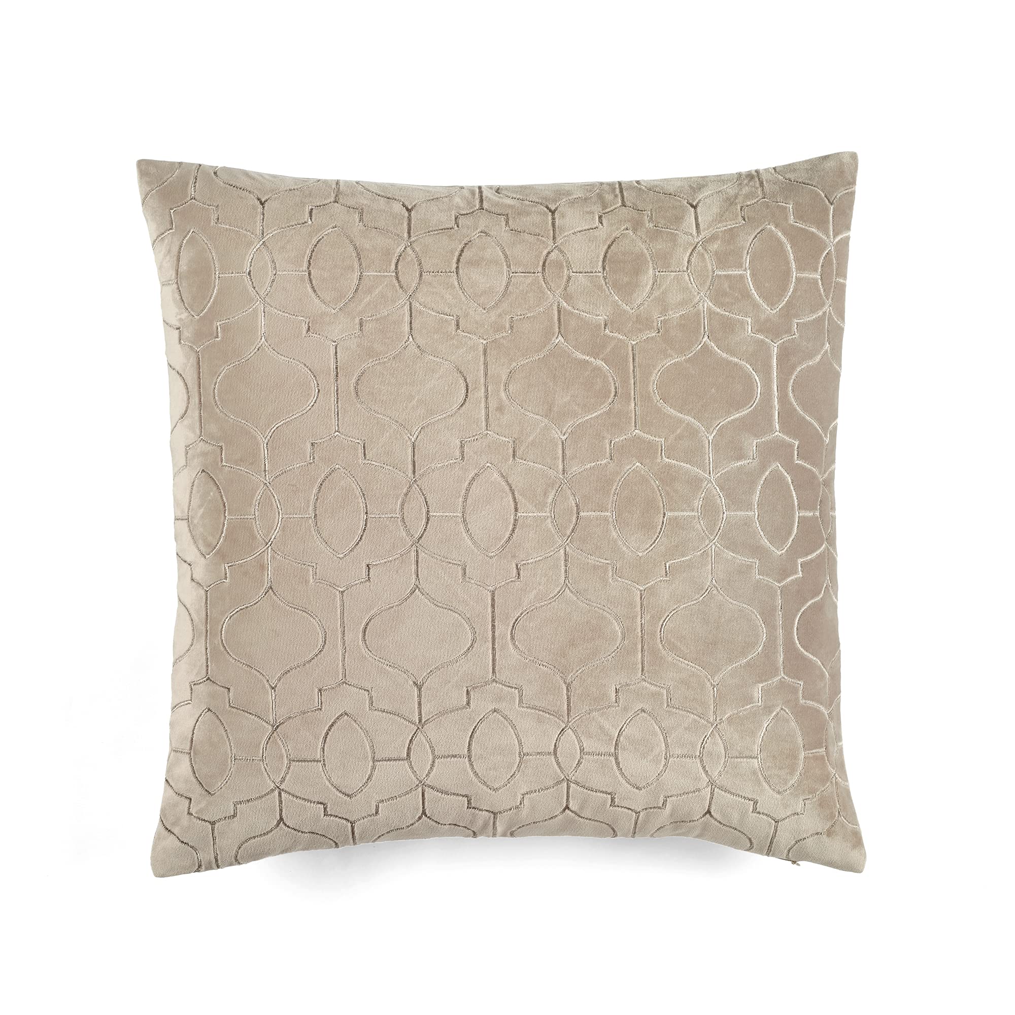 Lush Decor Velvet Geo Decorative Throw Pillow Cover 20x20 Inches - Soft Taupe Square Cushion Case for Sofa, Bed, Chair - Modern Geometric Home Decor Accent for Living Room, Bedroom, Office
