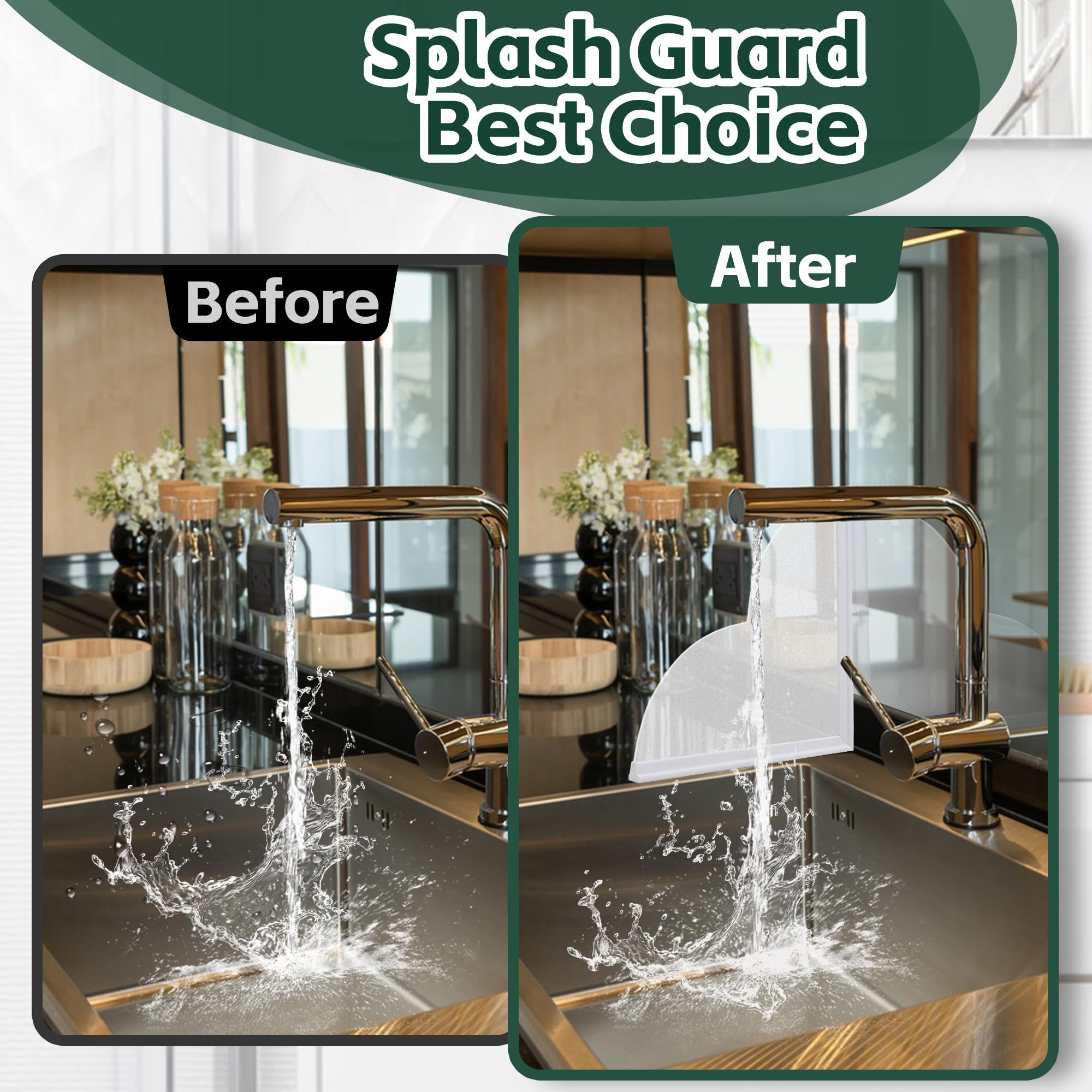 Self-Adhesive Silicone Shower Splash Guard (2 Pack) - Waterproof Bathtub Protector for Kids & Adults - Perfect for Bathroom, RV, and Small Spaces