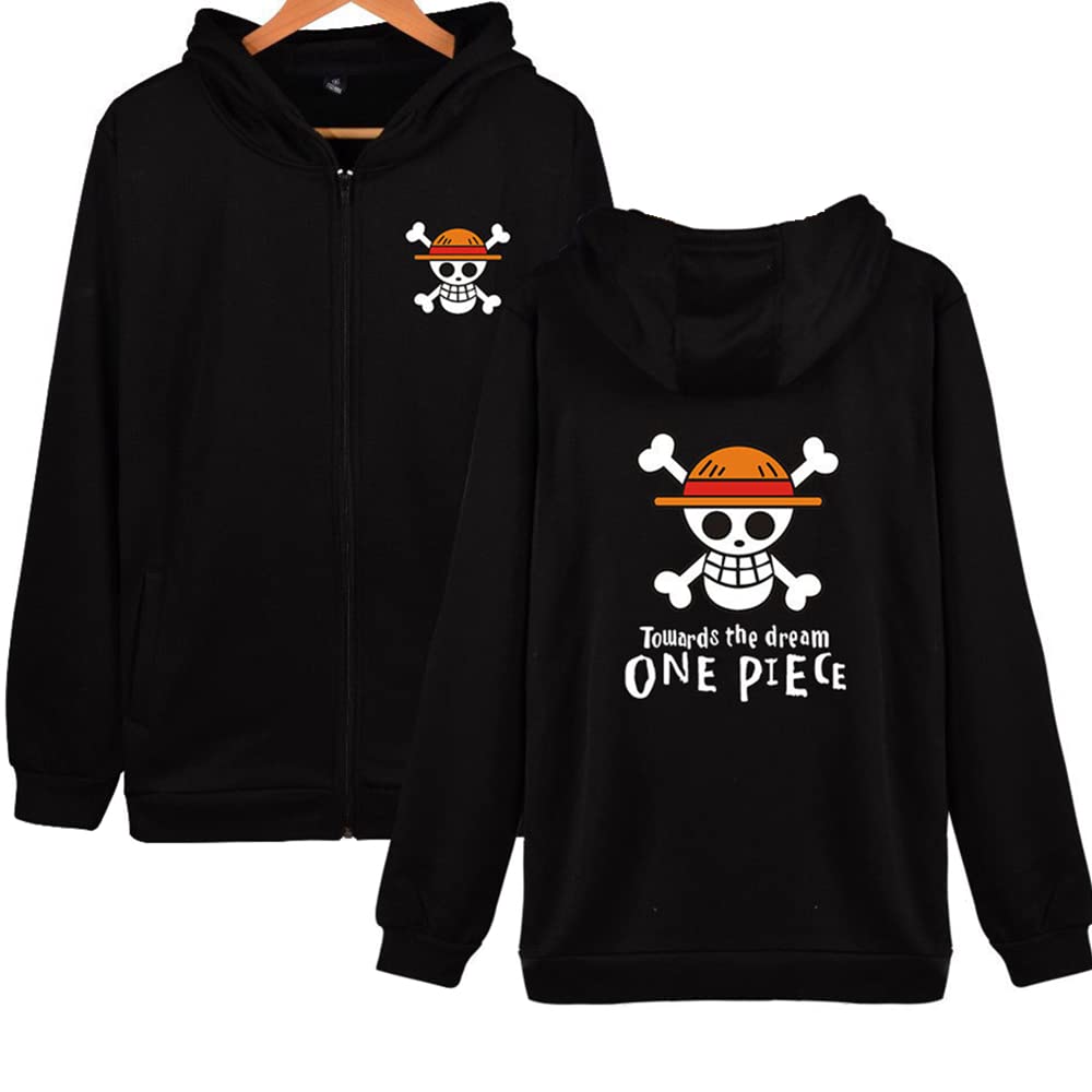 One Piece Anime Zip Up Hoodie Sweatshirt - Luffy Cosplay Hooded Jacket for Men & Women | Casual Wear, Gift for Anime Fans, Convention Outfit