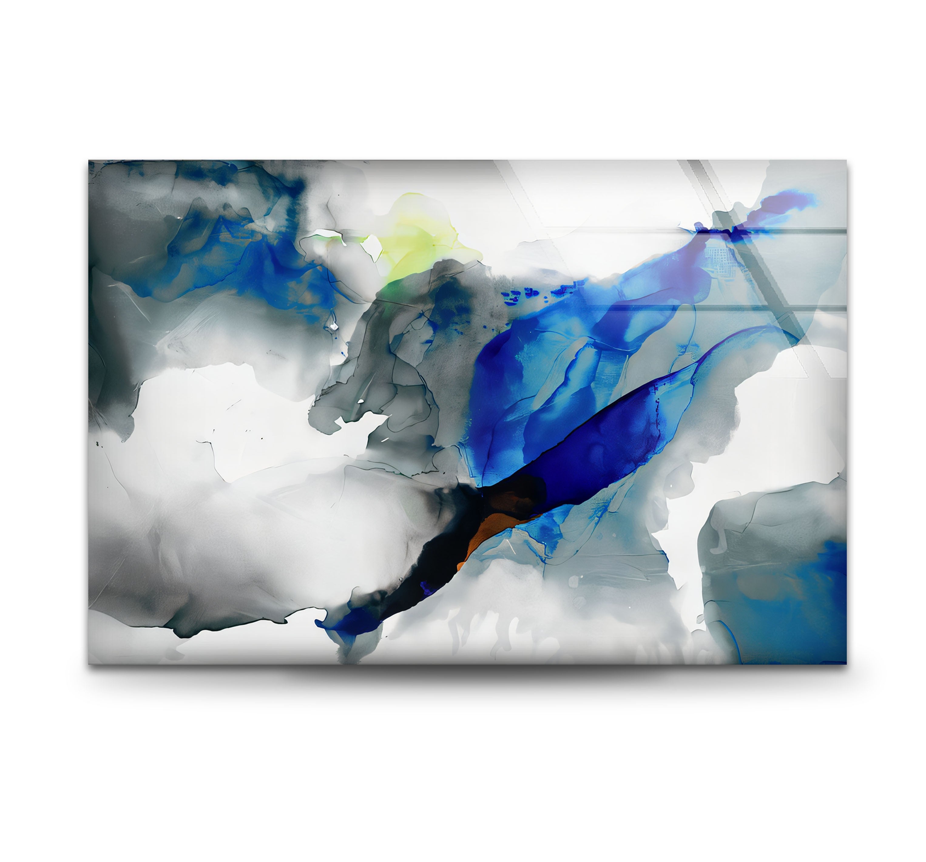 Azure Drift - Modern Abstract Blue Glass Wall Art Decor for Living Room, Bedroom & Office | Handmade Contemporary Artwork for Home & Office Interior Design