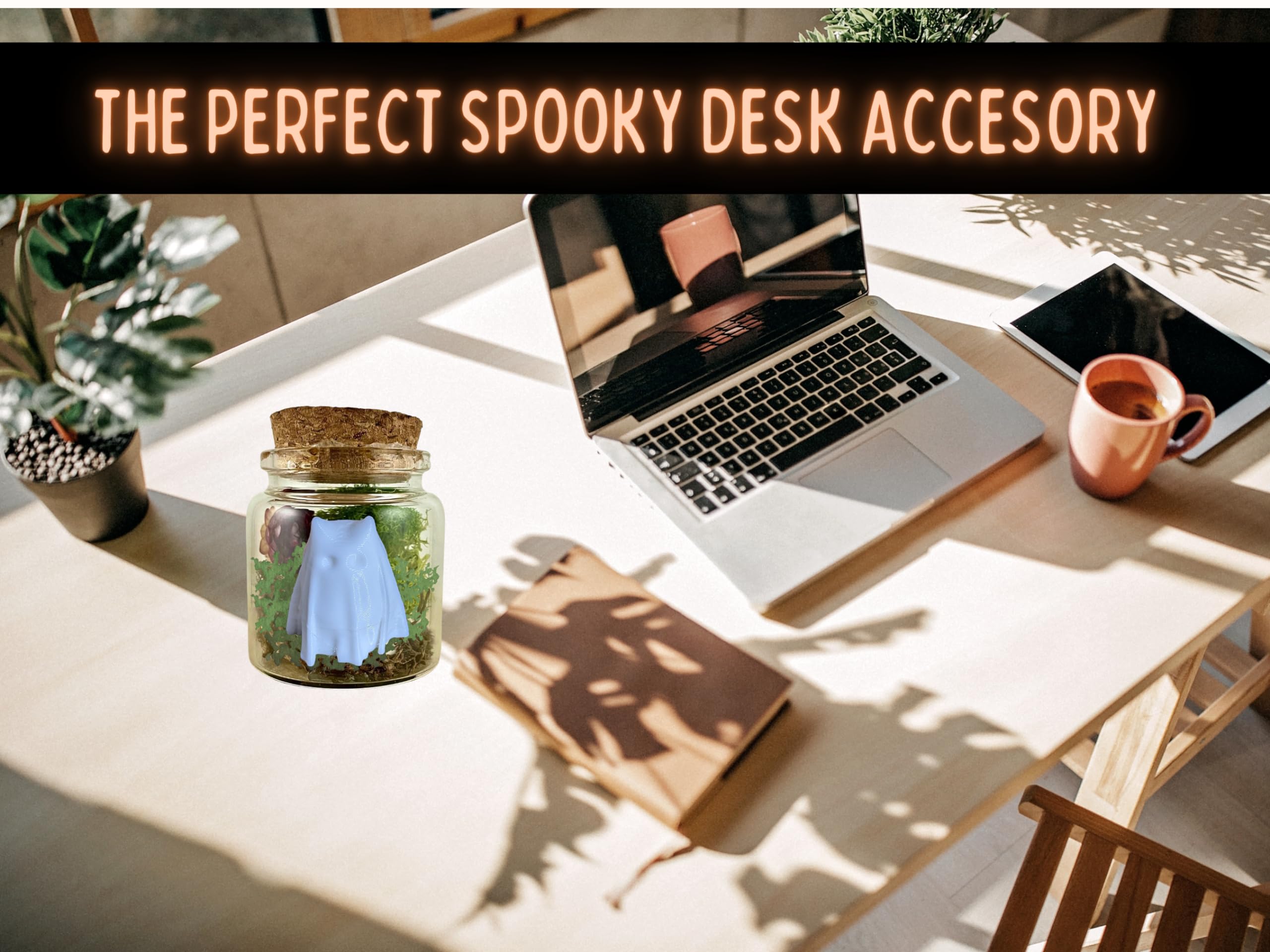 Glow-in-the-Dark Ghost in a Jar - Spooky Pet Decor for Halloween