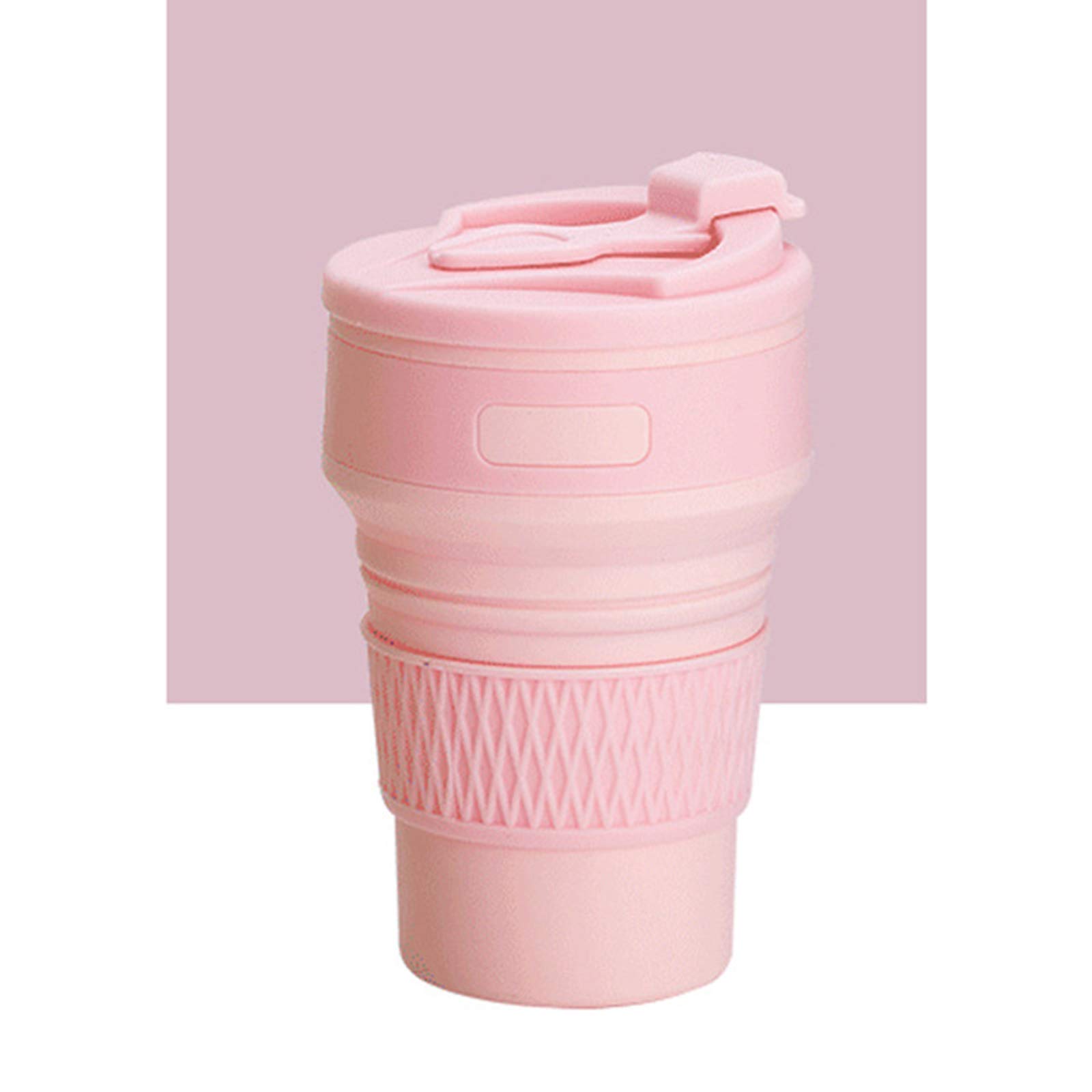 Collapsible Travel Coffee Cup - 2350ML BPA-Free Folding Silicone Water Bottle for Tea, Coffee & Drinks | Food Grade, Leak-Proof, Portable for Camping, Hiking & Outdoor Activities (Pink)