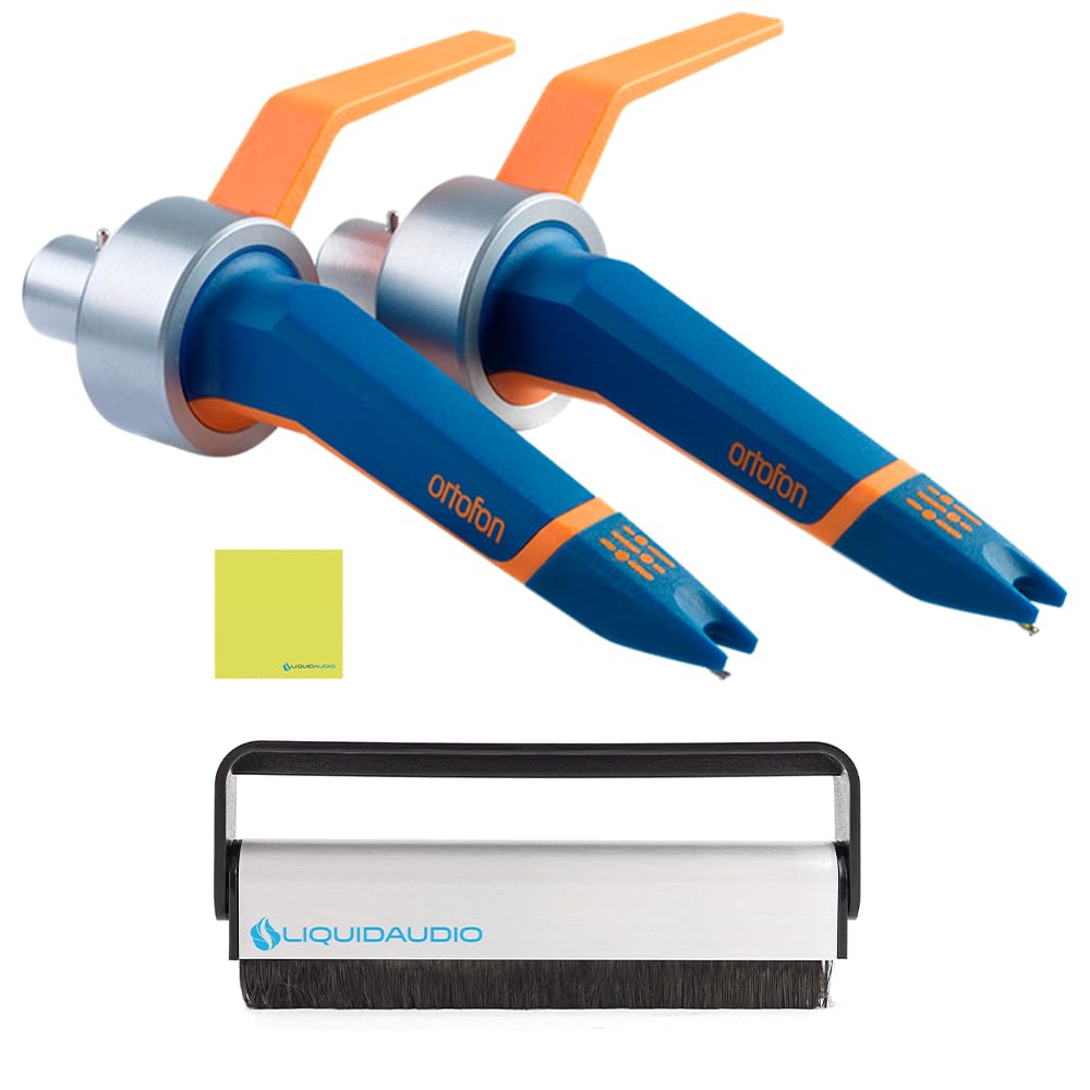 Ortofon Concorde MkII DJ CC Twin Cartridges & Stylus Set with Flight Case - Includes Liquid Audio Carbon Fiber Record Brush & Instrument Polishing Cloth - Perfect for Professional DJs, Vinyl Enthusiasts & Home Music Production