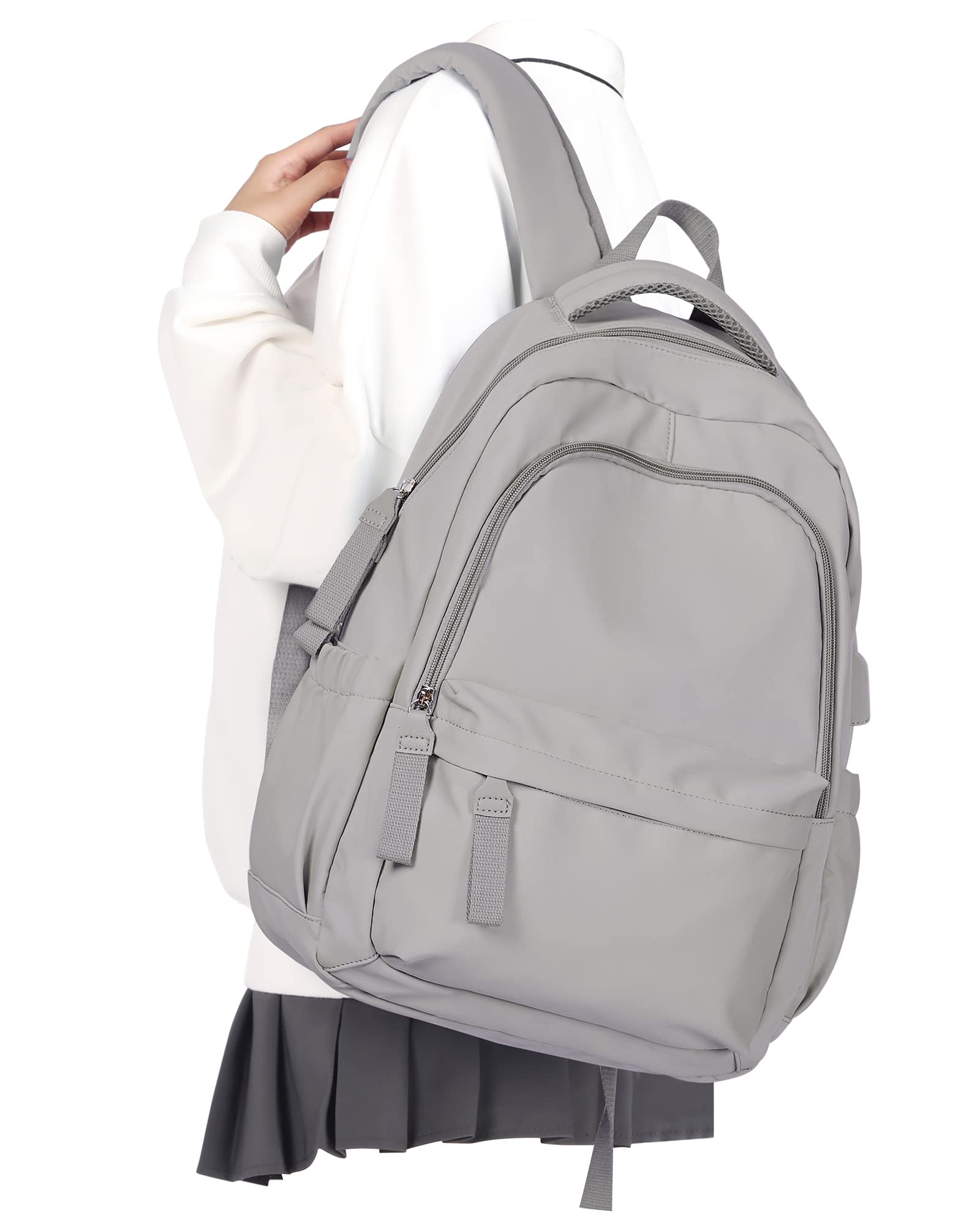 Stylish Lightweight Small Backpack for School & Travel - Aesthetic Daypack for Women, Men, College & High School Students with USB Charging Port (Fits 14