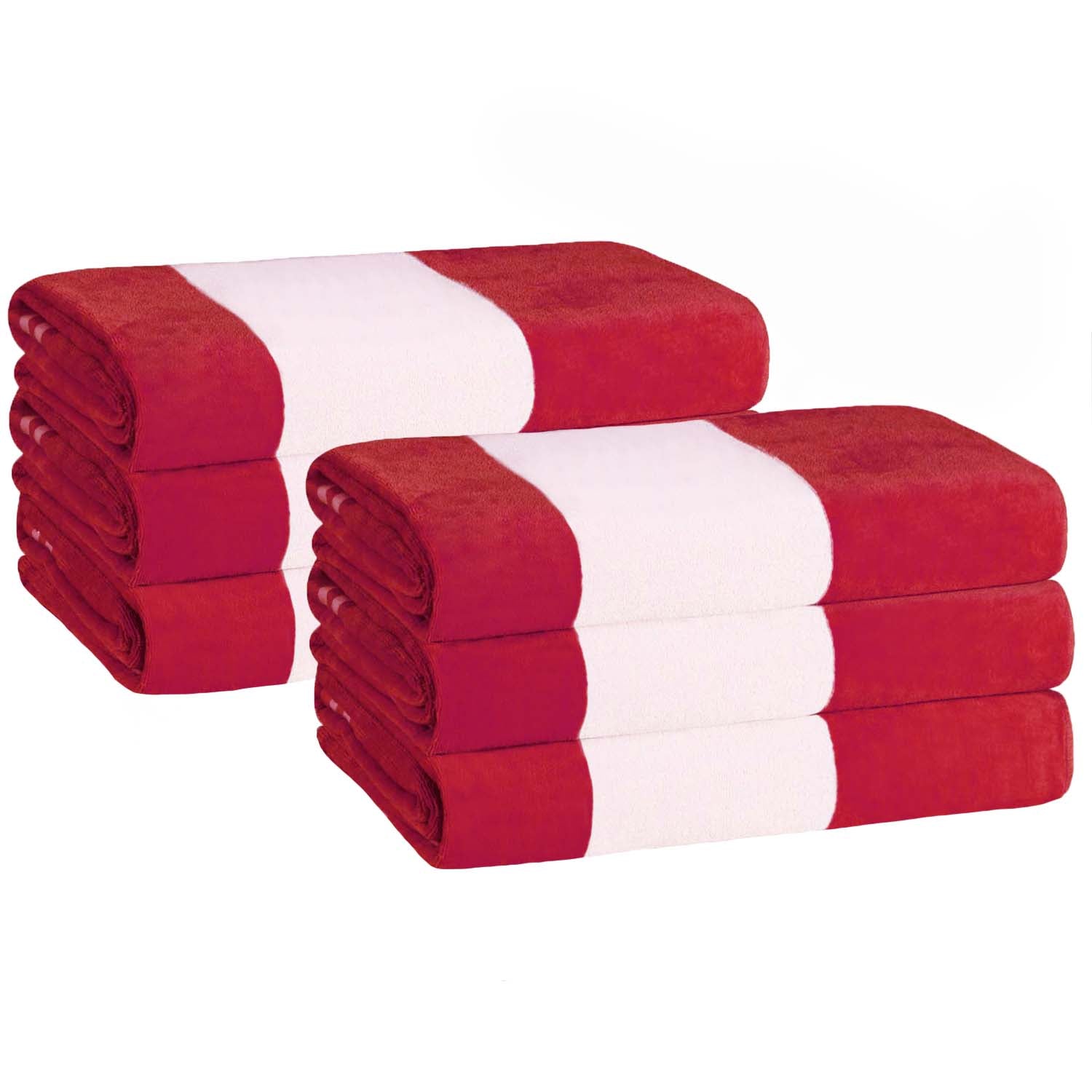 Premium Cabana Stripe Oversized Cotton Beach Towel Set of 2, 4, or 6 - Soft, Absorbent & Quick-Drying for Pool, Beach, Vacation & Spa Use