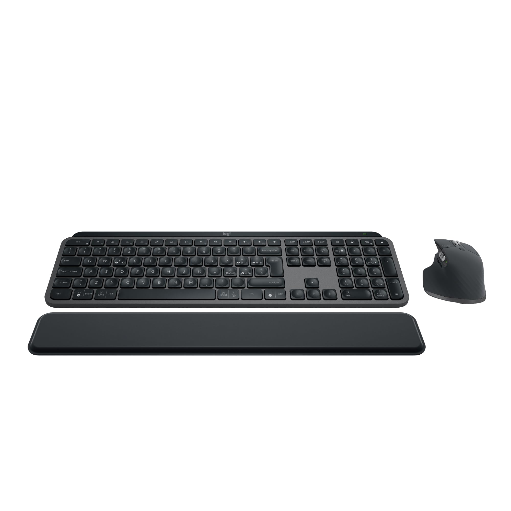 Logitech MX Keys S Combo Wireless Keyboard and Mouse with Palm Rest - Customizable Backlighting, Fast Scrolling, Bluetooth & USB-C Connectivity - Compatible with Windows, Linux, Chrome OS & Mac (Graphite) - Perfect for Office Work, Gaming & Creative Professionals