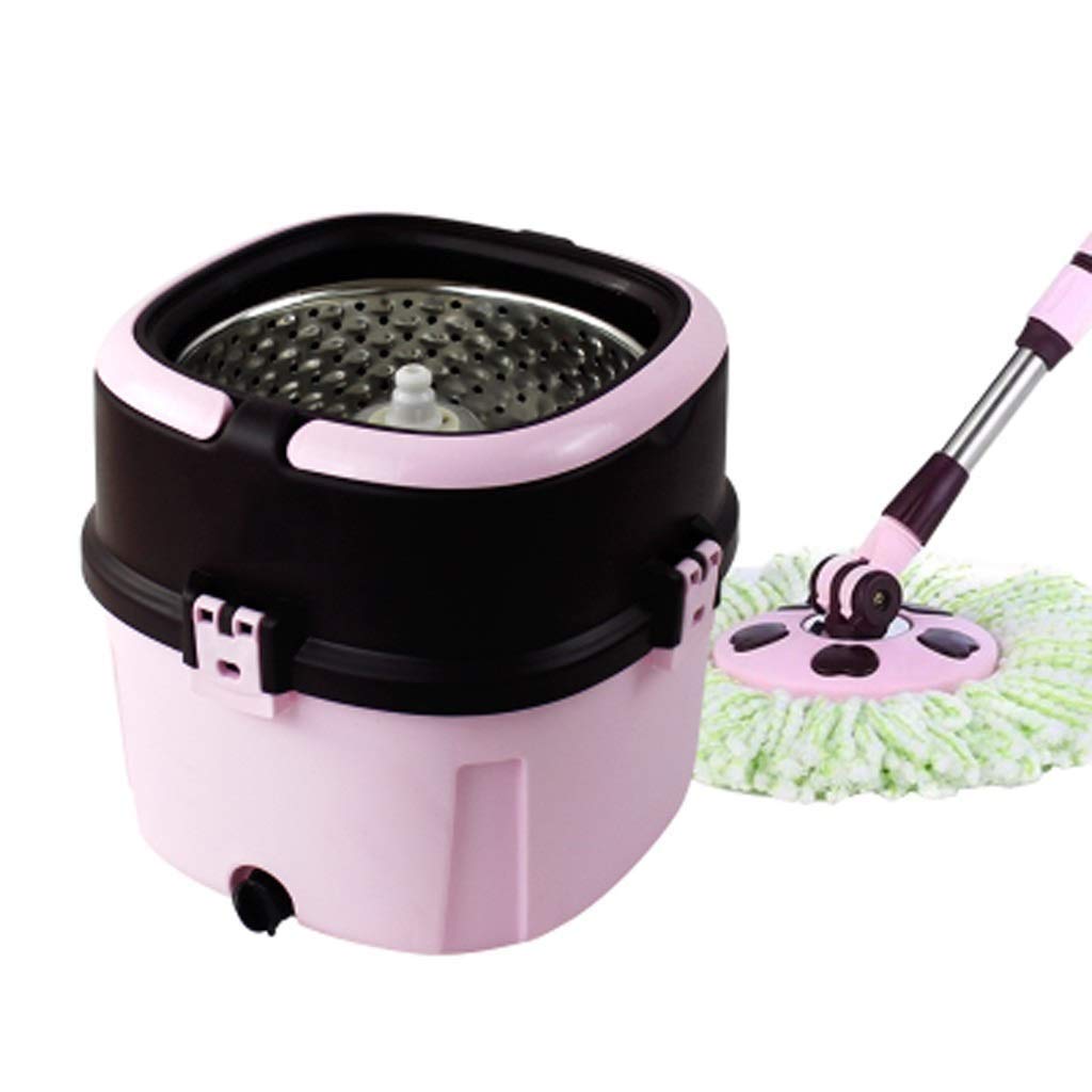 Stainless Steel Spin Mop & Bucket System with Extended Handle & 2 Microfiber Mop Heads - Magic Spinning Mop for Deep Cleaning Floors, Tiles, Hardwood - Perfect for Home, Kitchen, Bathroom, and Office Cleaning