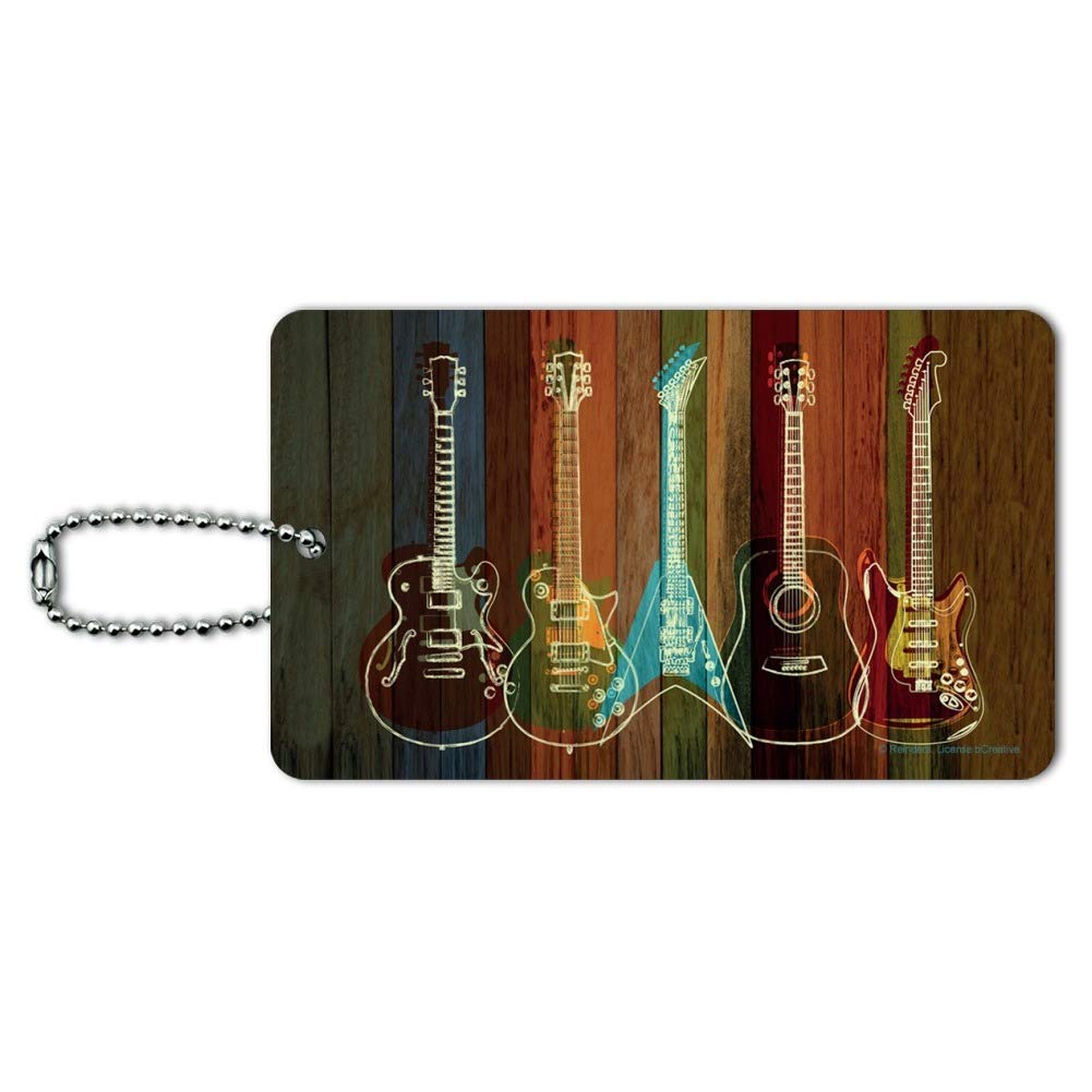 Electric & Acoustic Guitar Luggage ID Tag - Rock & Roll Style for Musicians & Travelers - Perfect for Guitar Cases, Backpacks & Suitcases