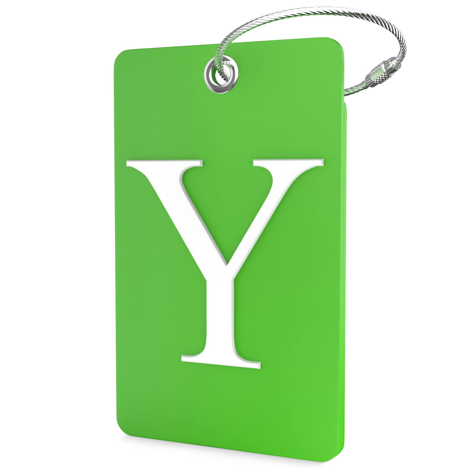 Shacke Personalized Luggage Tag with Stainless Steel Loop - Custom Initial Letter Y - Durable Bendable Travel ID Tag for Suitcases, Backpacks & Carry-On Bags | Perfect for Air Travel, Business Trips & Vacation