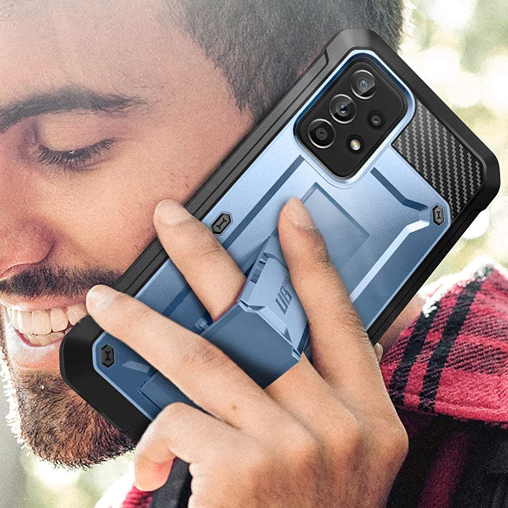 Samsung Galaxy A52 Unicorn Beetle Pro Rugged Case with Holster - Shockproof, Military-Grade Protection, Metallic Blue - Perfect for Outdoor, Work & Extreme Sports
