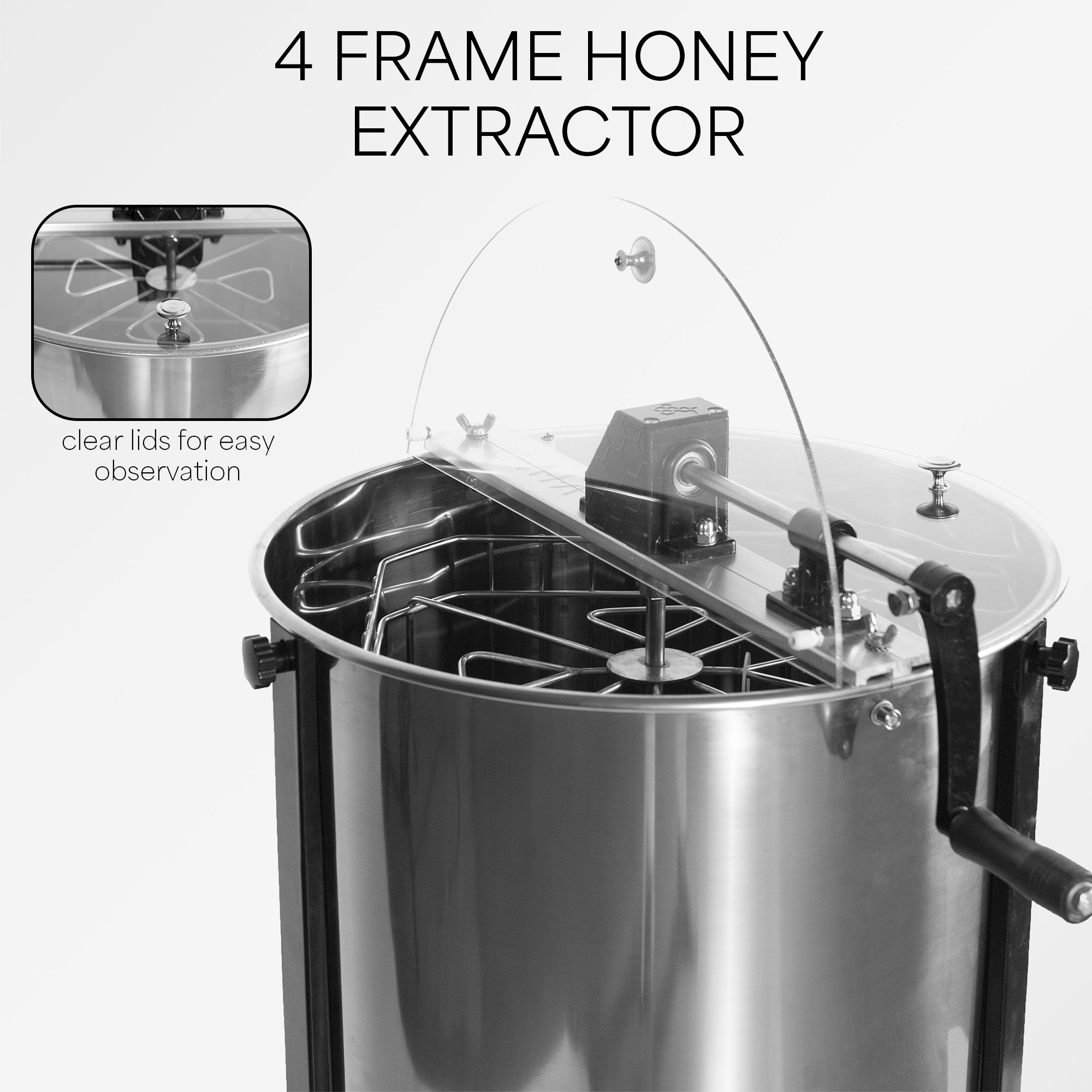 4 to 8 Frame Stainless Steel Honey Extractor - Beekeeping Equipment for Home & Commercial Use - Perfect for Harvesting Pure Honey from Beehives