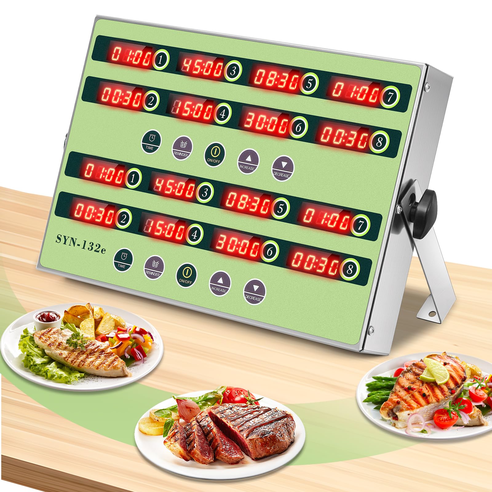 16 Channel Commercial Kitchen Timer with Loud Alarm - Stainless Steel Multi Food Fryer Timer for Restaurant & Cooking - Perfect for Busy Kitchens, Bakeries & Food Service