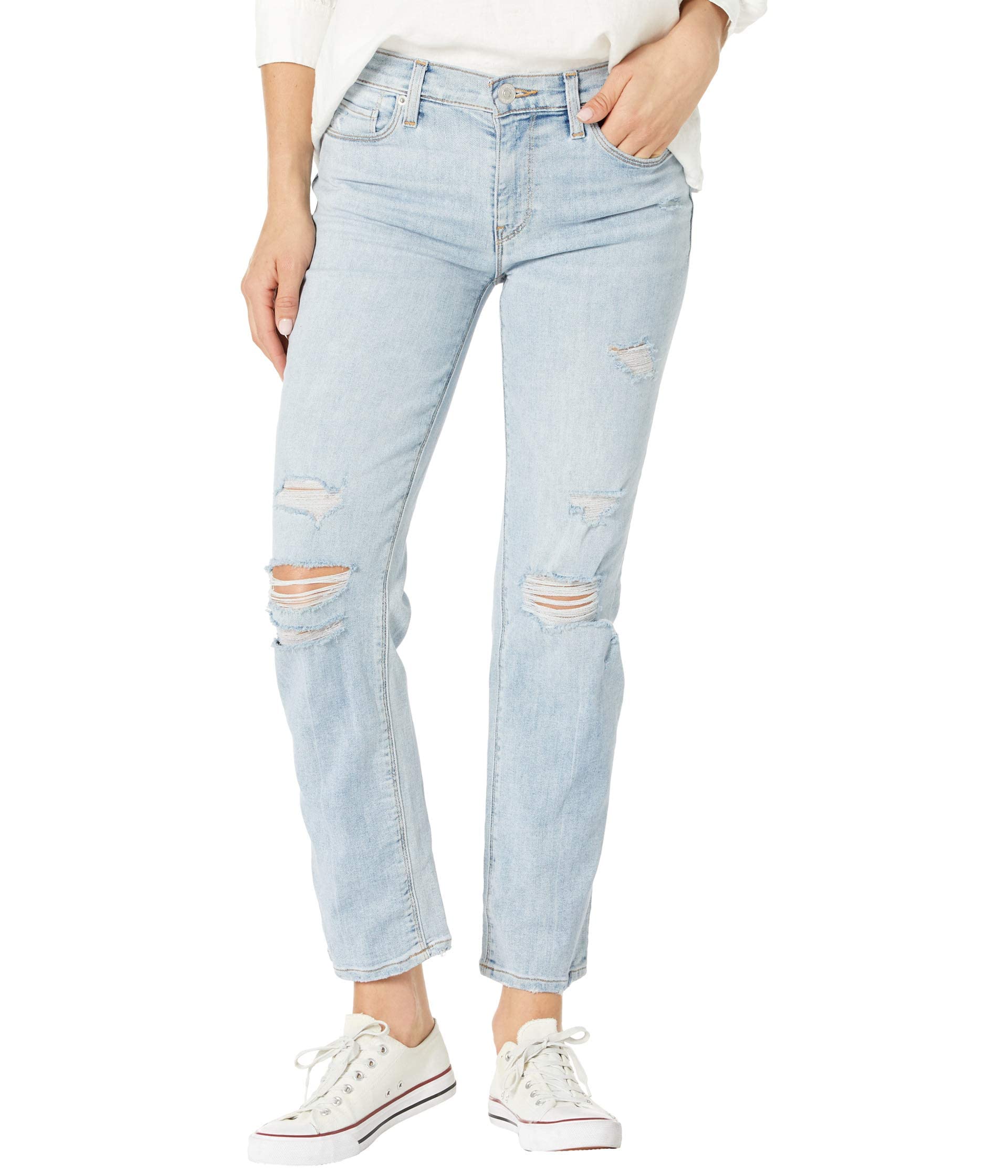 HUDSON Women's Nico Mid Rise Straight Leg Cropped Jeans - Stylish & Comfortable Denim Pants for Casual Wear, Work & Everyday Outfits