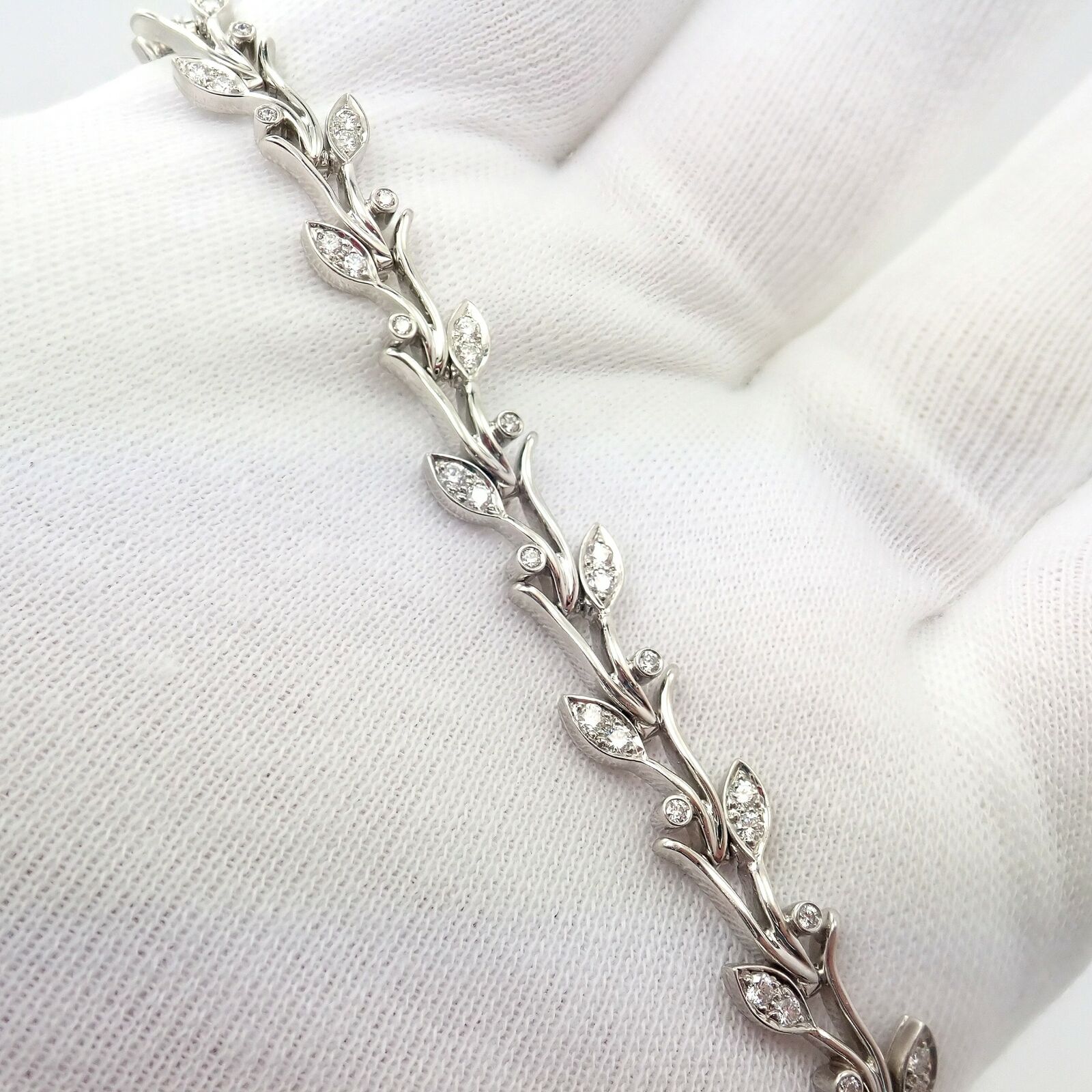 Authentic Tiffany & Co Platinum Diamond Garland Bracelet - Luxury Jewelry for Women, Elegant Gift for Weddings & Special Occasions