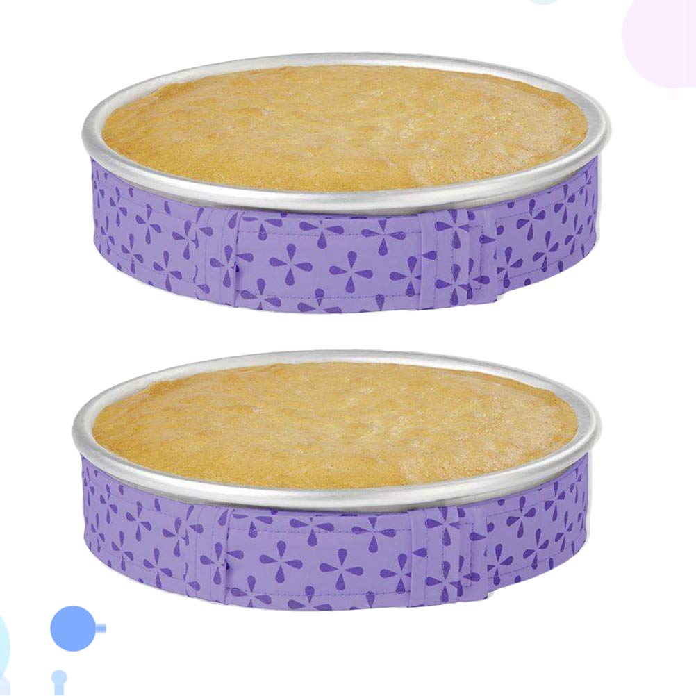 2pcs Adjustable Square Griddle Wraps - Even Bake Strip Belt for Round Cakes, Moist Baking Tool with Purple Ribbon - Perfect for Cake Decorating, Pastry Making & Home Baking