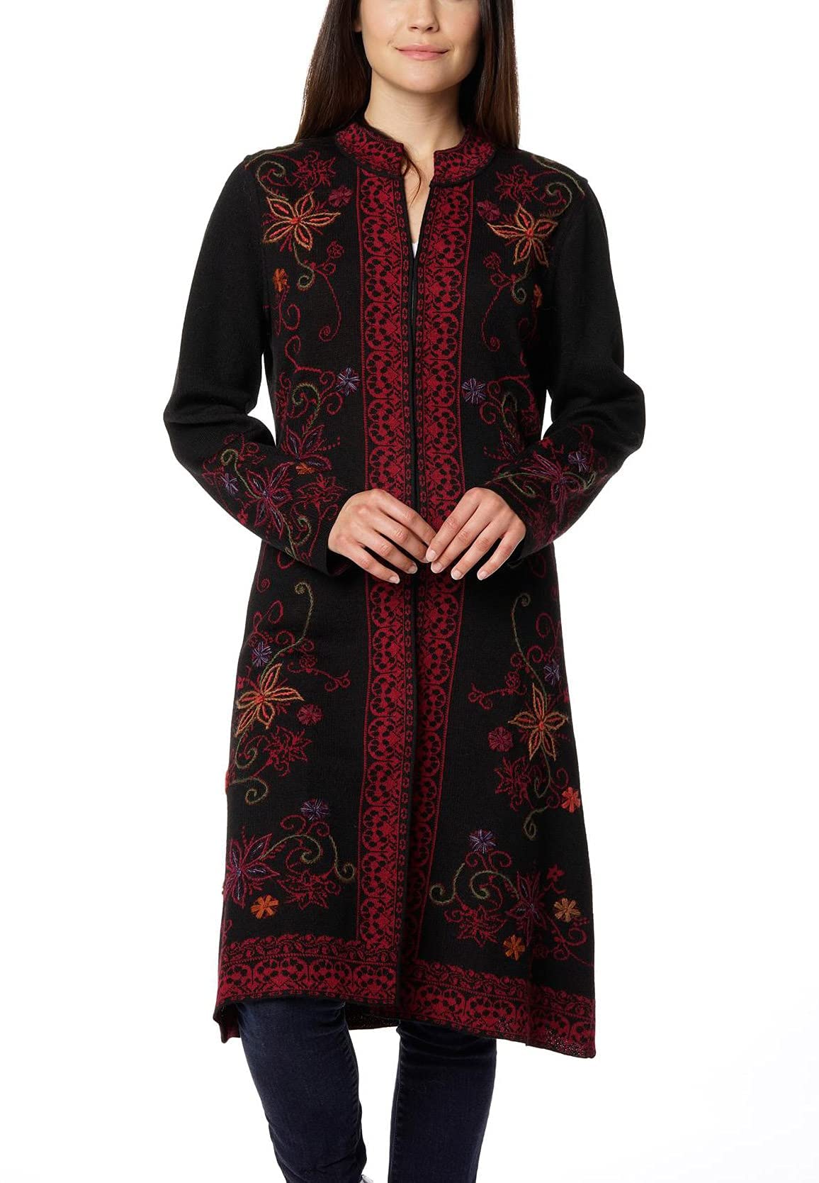 Women's Invisible World Sweater Coat - Soft Baby Alpaca Embroidered Cardigan Ottoman Style | Cozy Winter Fashion for Office, Date Night & Casual Outings