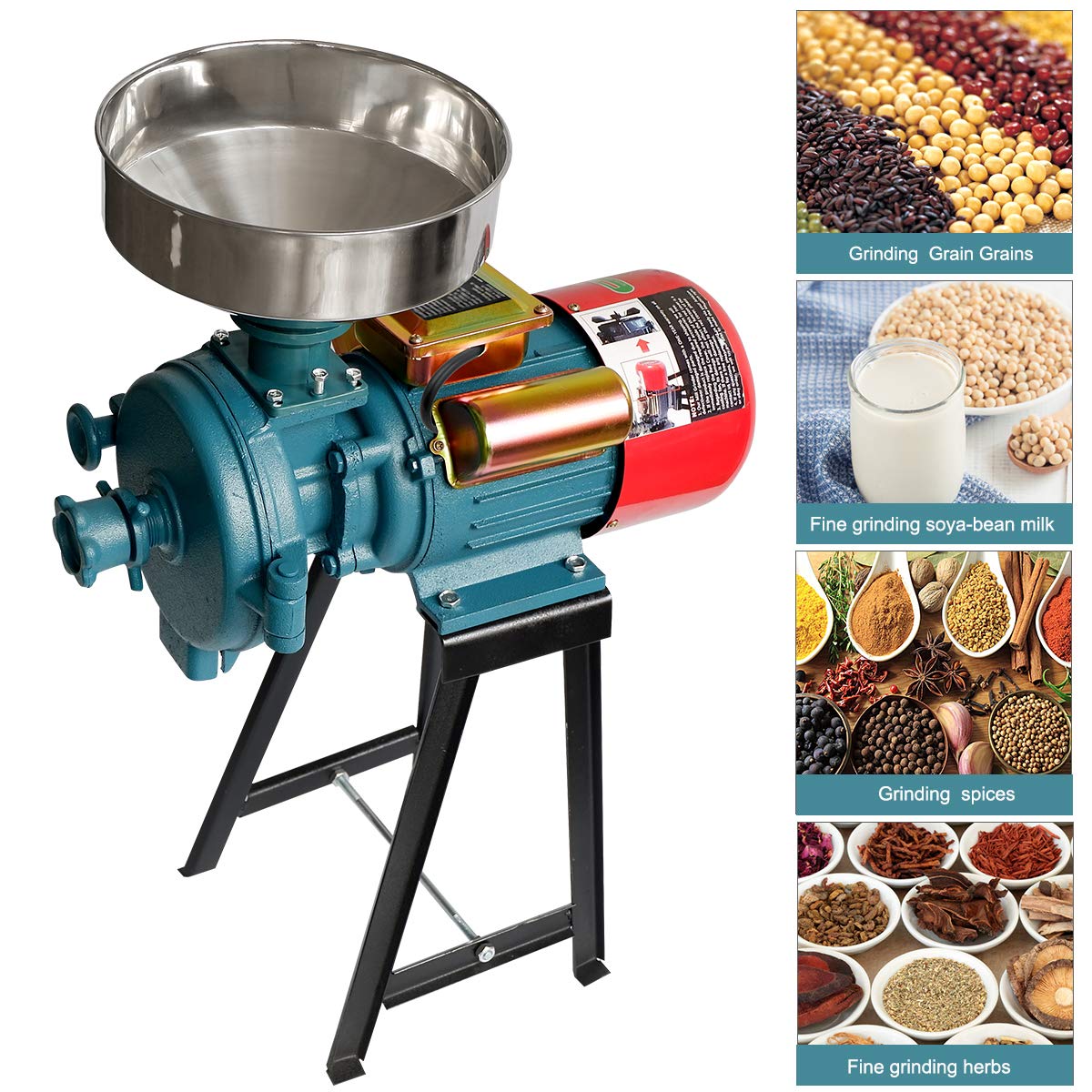 ABORON 3000W Commercial High-Power Electric Corn Grinder Machine - 110V Grain Mill for Corn, Wheat & Feed - Perfect for Farms, Bakeries & Home Use (Molino de Maíz Eléctrico)