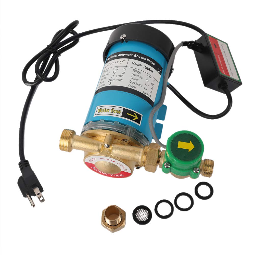 120W 3/4 Inch Automatic Shower Booster Pump with Water Flow Switch - 115V/60Hz Home Water Pressure Booster for Whole House & Shower System - Perfect for Low Pressure Homes, Apartments, and RV Showers