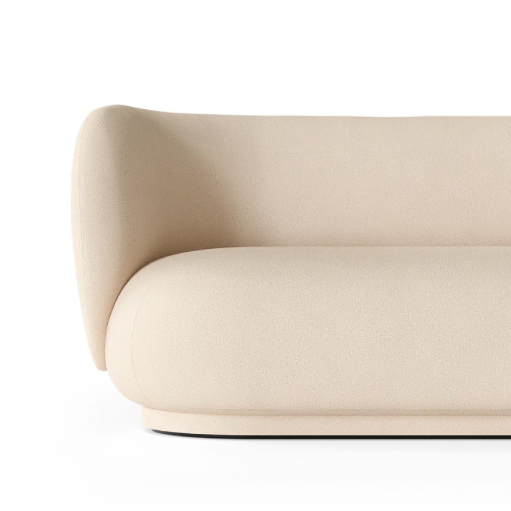 FERM LIVING Rico Divan Left Sofa - Brushed Off White Fabric - Modern Scandinavian Living Room Furniture for Small Spaces & Apartments
