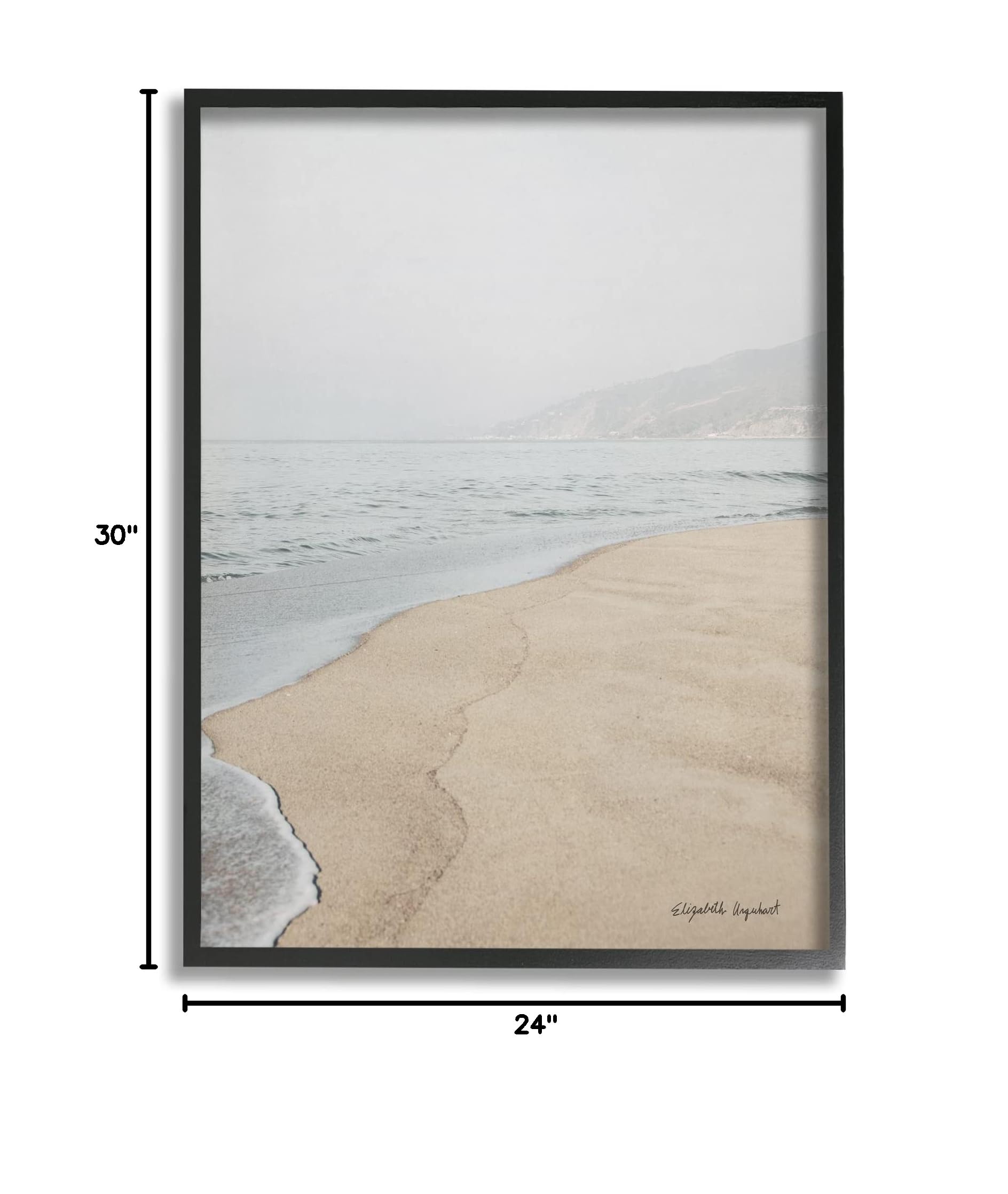 Stupell Industries Foggy Sky Beach Shoreline Landscape Wall Art - Coastal Decor Illustration by Elizabeth Urquhart | Perfect for Living Room, Bedroom & Beach House Decor