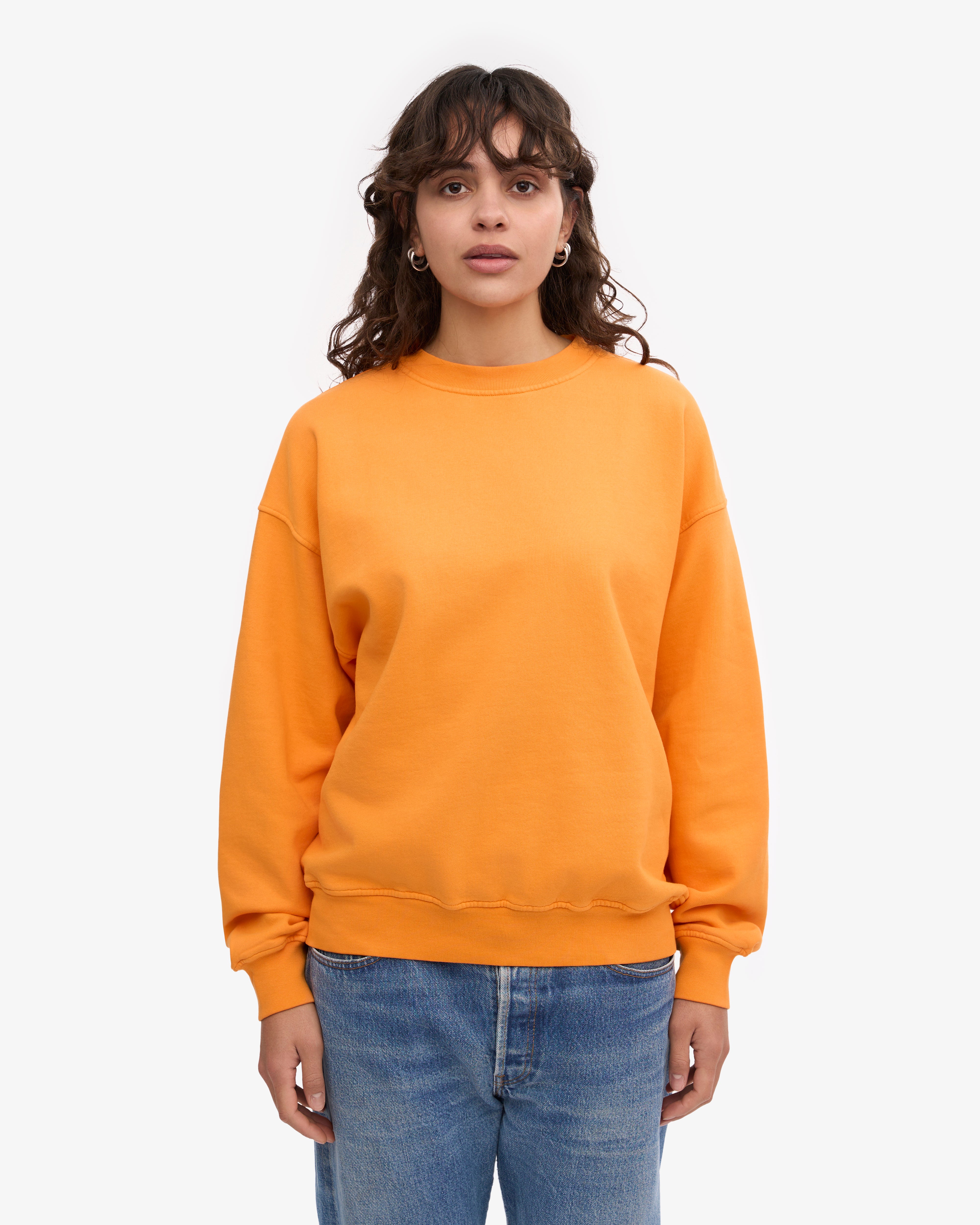 Organic Oversized Crewneck Sweatshirt - Sunny Orange | Cozy & Stylish Unisex Pullover for Casual Wear, Loungewear & Outdoor Activities