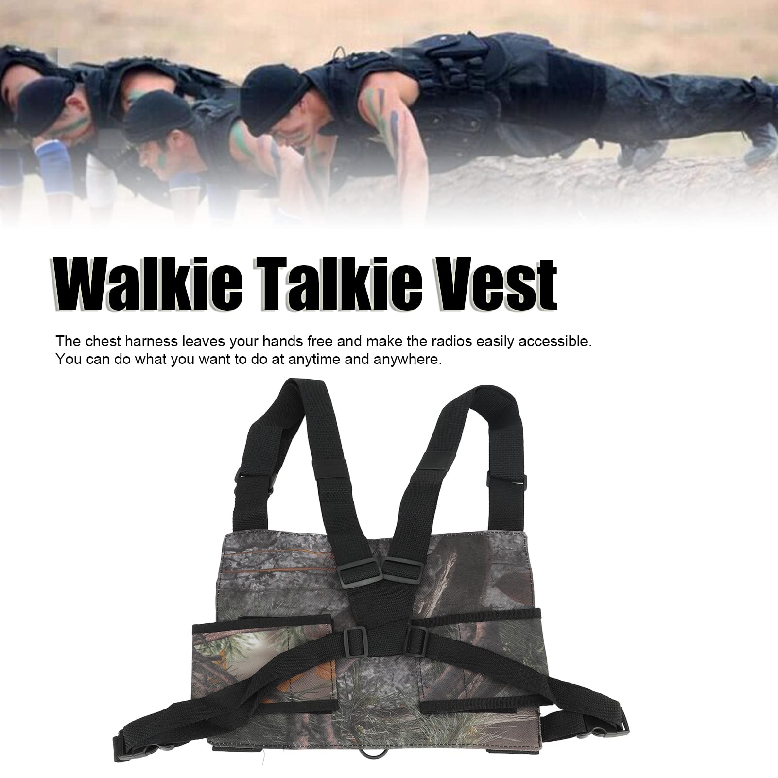 Adjustable Radio Chest Harness Front Pack - Shoulder Holster for Two-Way Radios & Walkie Talkies - Perfect for Construction, Hiking, Security & Outdoor Activities