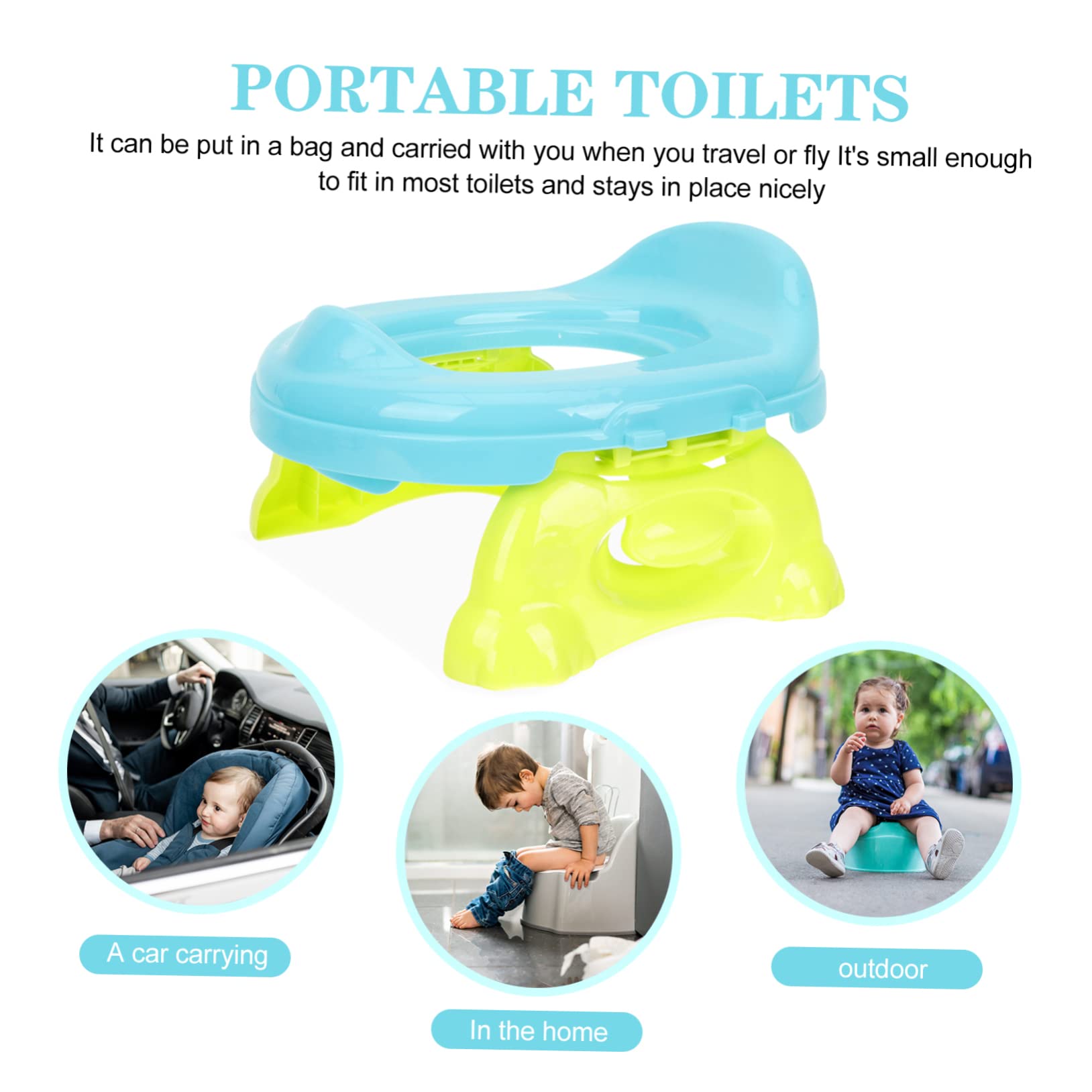 Wakauto Portable Potty Seat - Kids Travel Toilet Training Seat with Non-Slip Base | Lightweight & Durable Plastic Design for Toddlers | Perfect for Road Trips, Camping & Airplane Travel