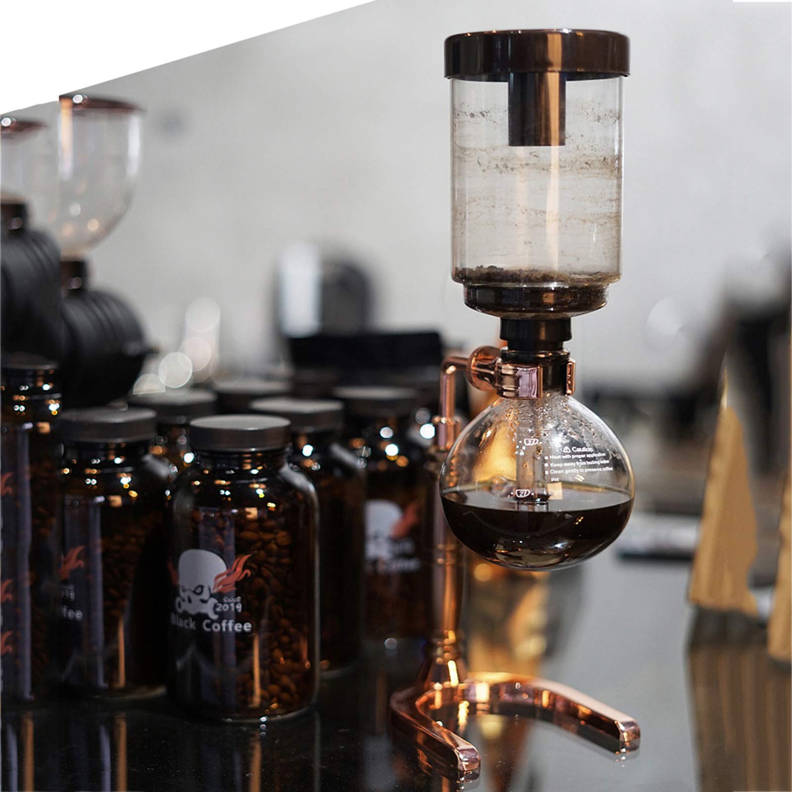 Vacuum Siphon Coffee Maker - 5 Cup Glass Brewer for Home & Cafe Use