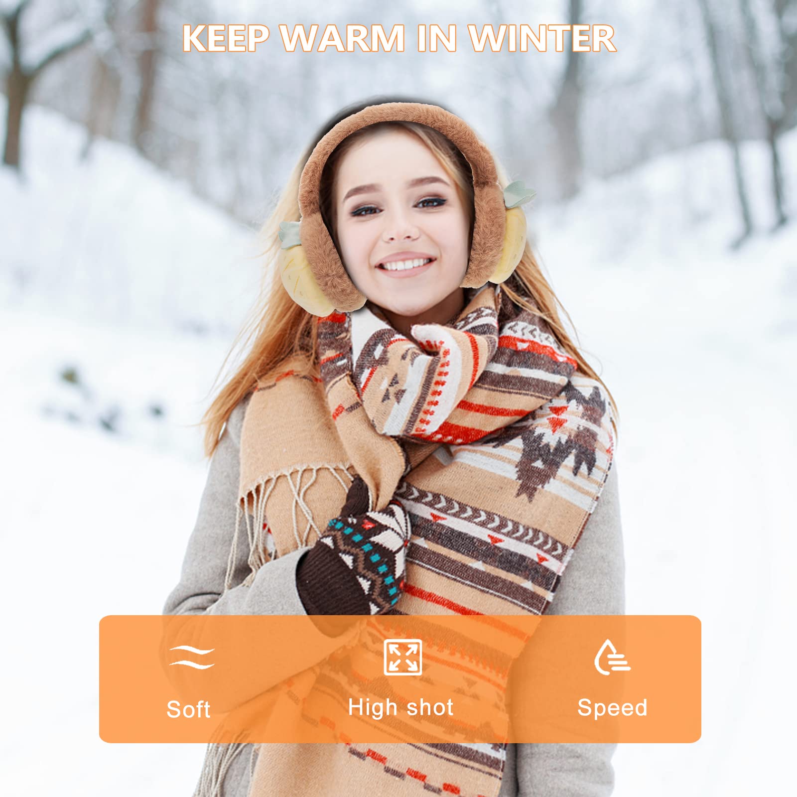 Heallily 2-Pack Plush Winter Ear Warmers for Women & Girls – Soft Fleece Earmuffs for Cold Weather, Outdoor Sports, and Daily Winter Use